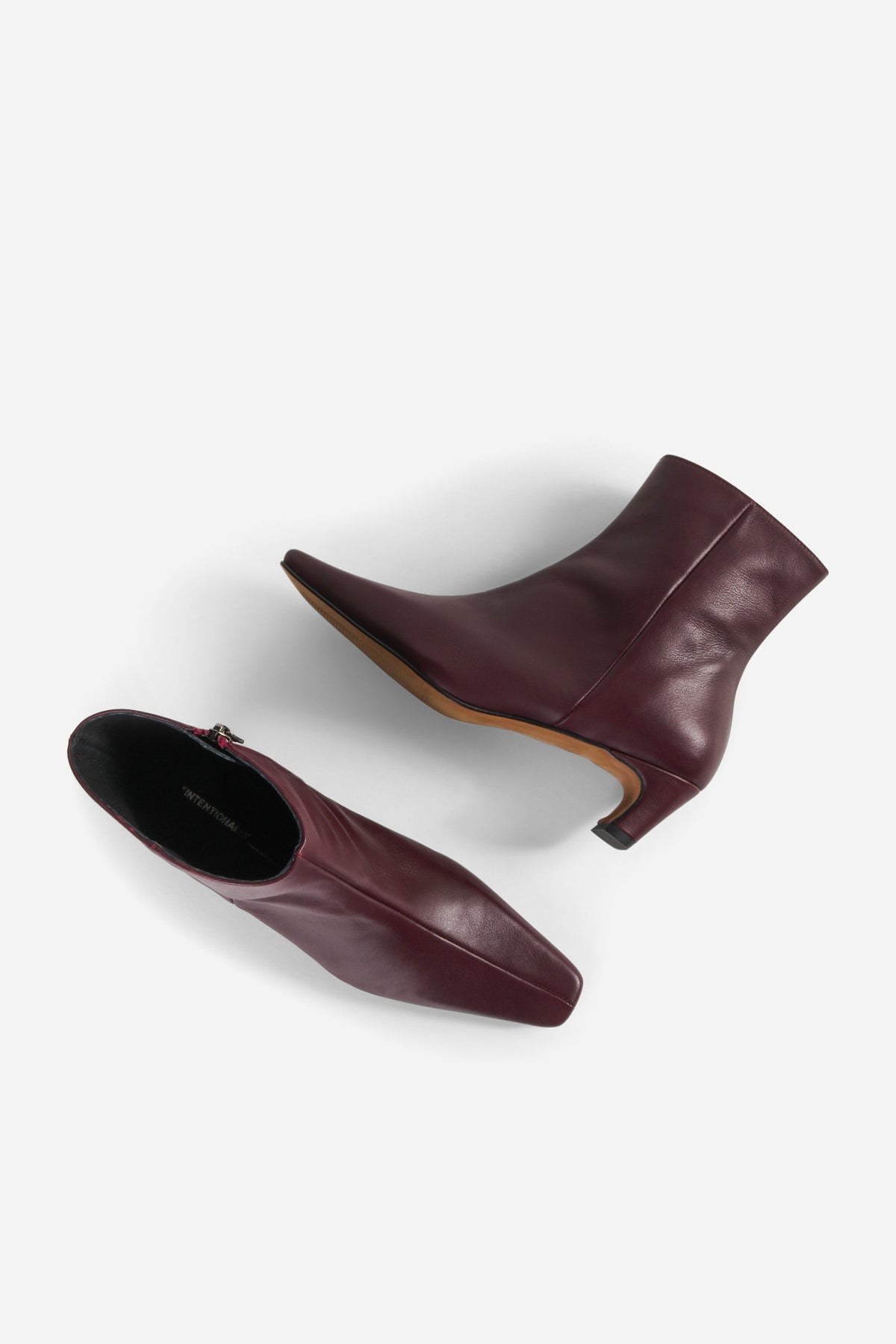 "INTENTIONALLY __________." LEXI KITTEN HEEL ANKLE BOOT - OATMILK/BLACK