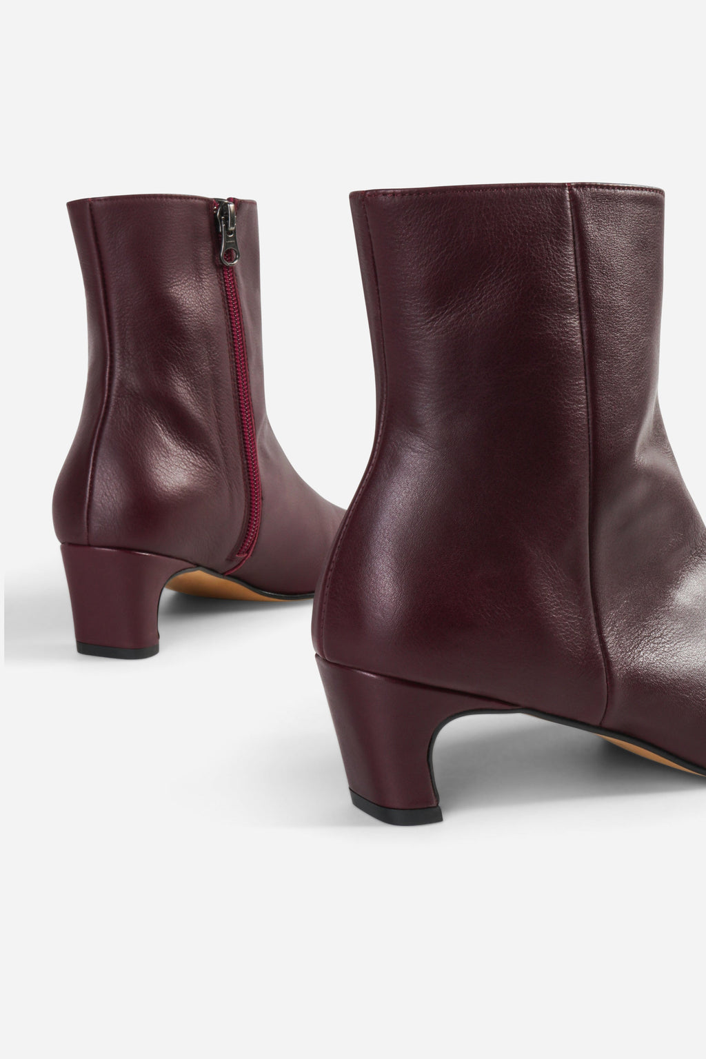 "INTENTIONALLY __________." LEXI KITTEN HEEL ANKLE BOOT - OATMILK/BLACK