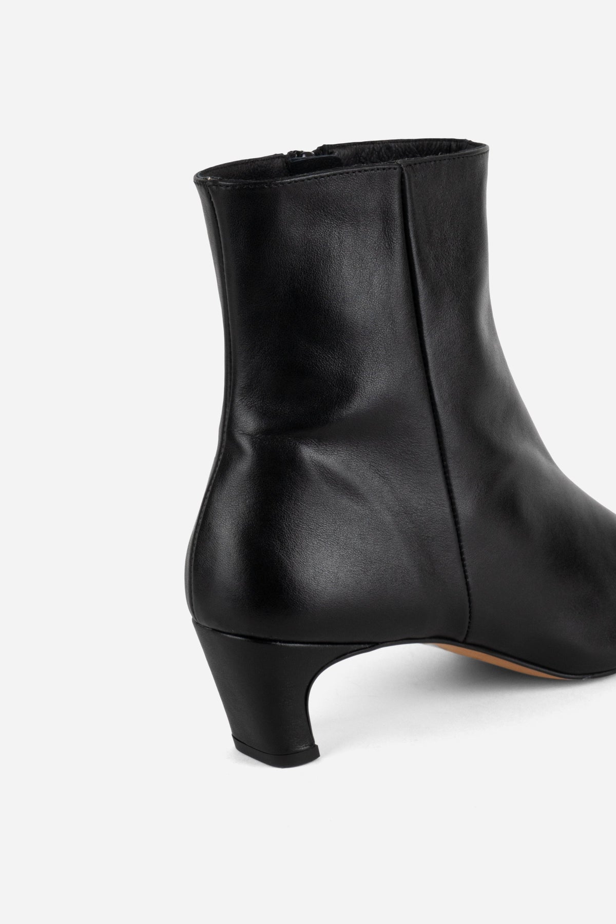 "INTENTIONALLY __________." LEXI KITTEN HEEL ANKLE BOOT - OATMILK/BLACK