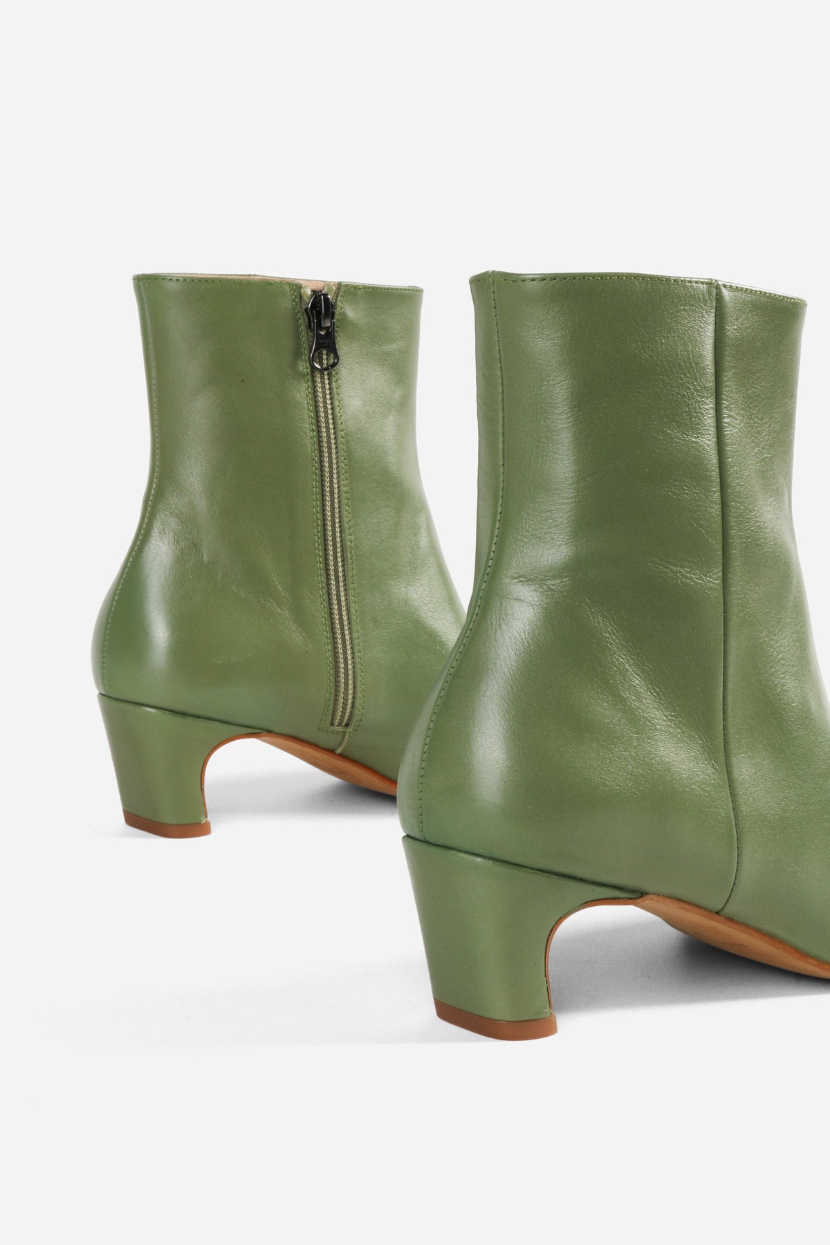 "INTENTIONALLY __________." LEXI KITTEN HEEL ANKLE BOOT - OATMILK/BLACK