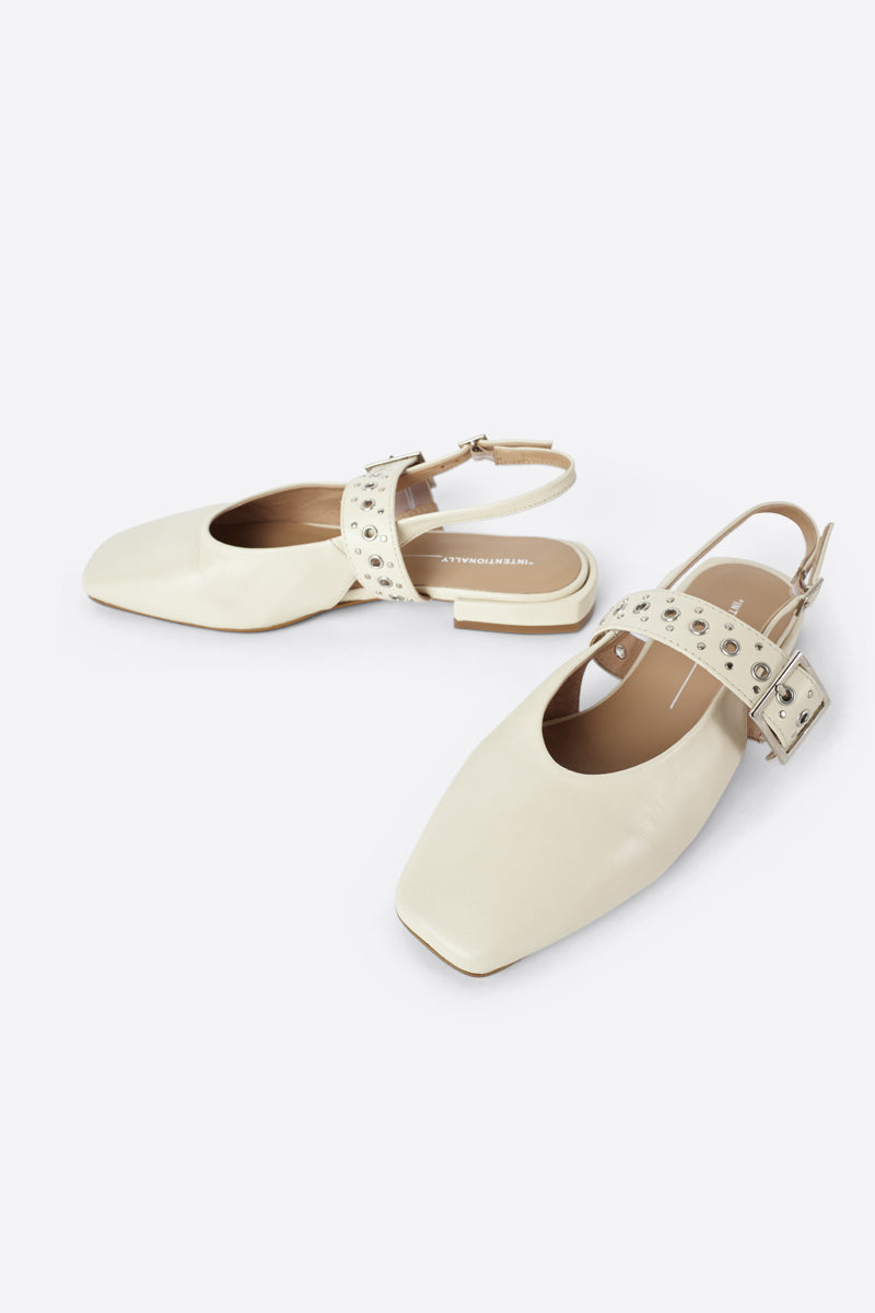 "INTENTIONALLY __________." PEARL SLINGBACK NATURAL SOLE BALLET FLAT - Red/Cream
