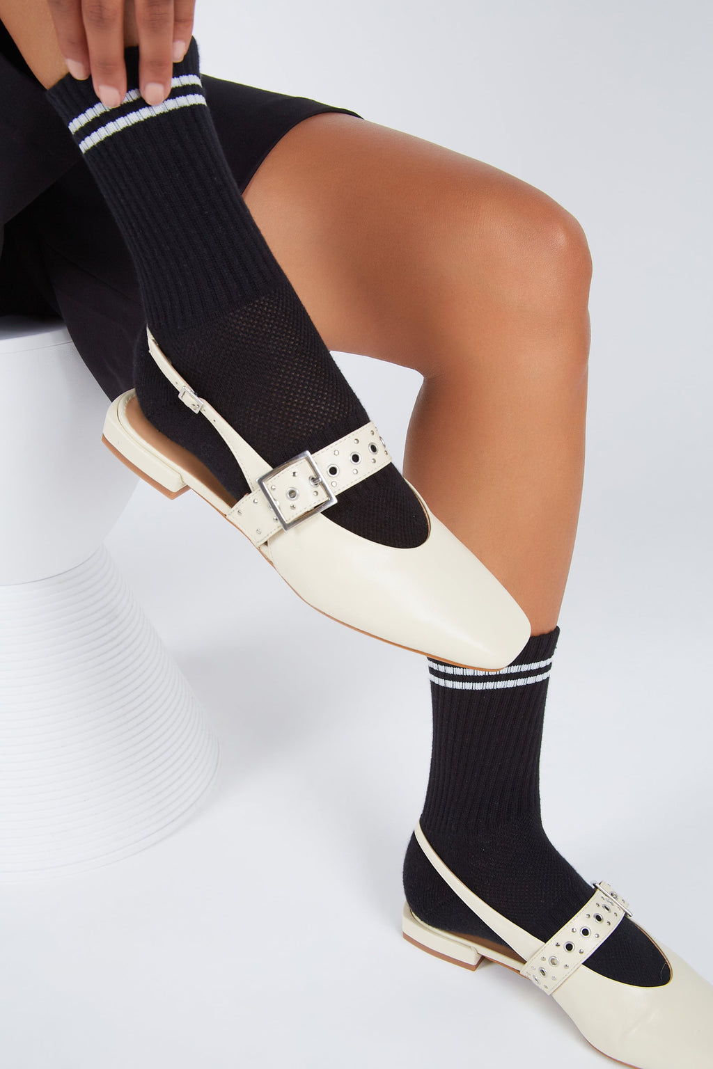 "INTENTIONALLY __________." PEARL SLINGBACK NATURAL SOLE BALLET FLAT - Red/Cream