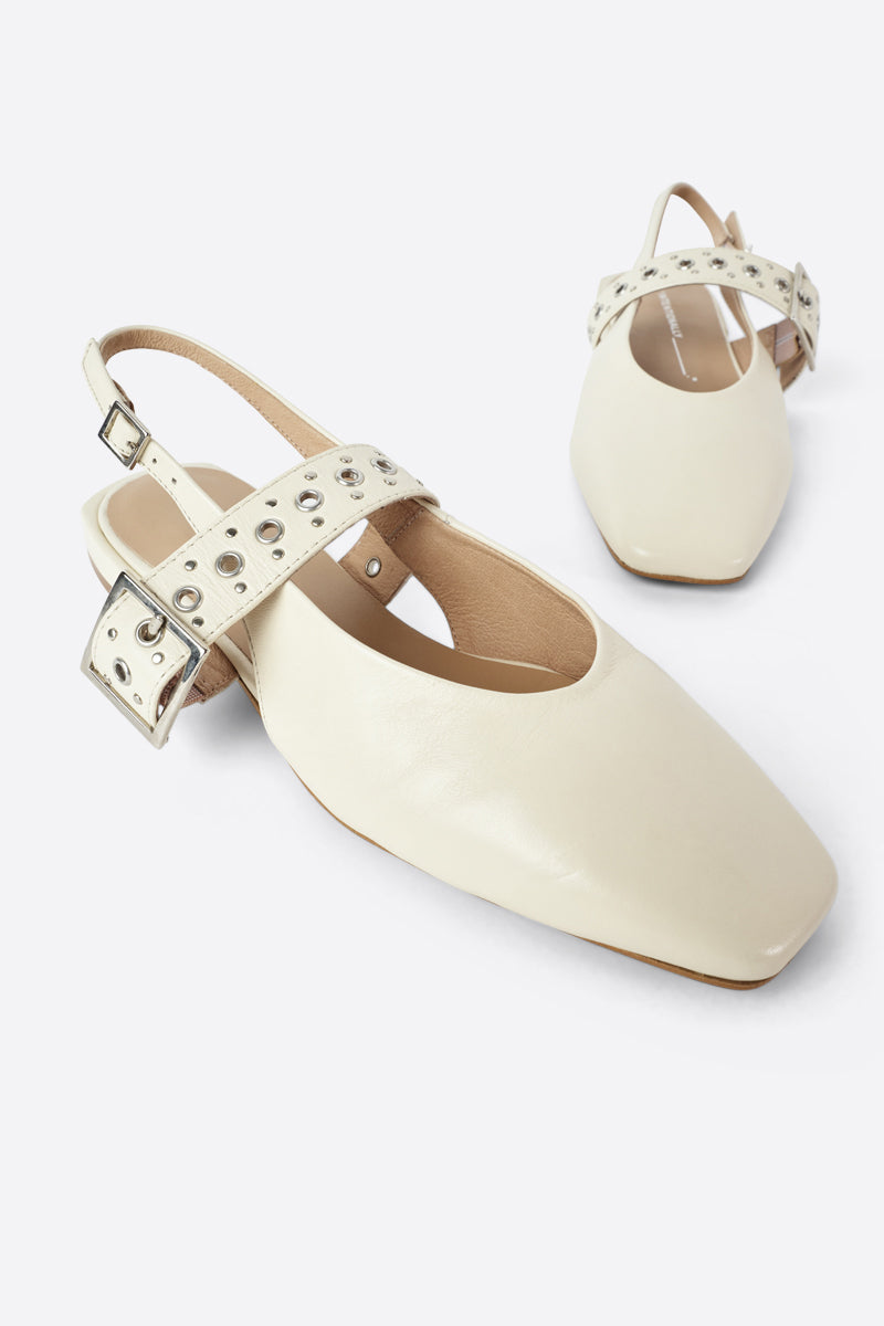 "INTENTIONALLY __________." PEARL SLINGBACK NATURAL SOLE BALLET FLAT - Red/Cream