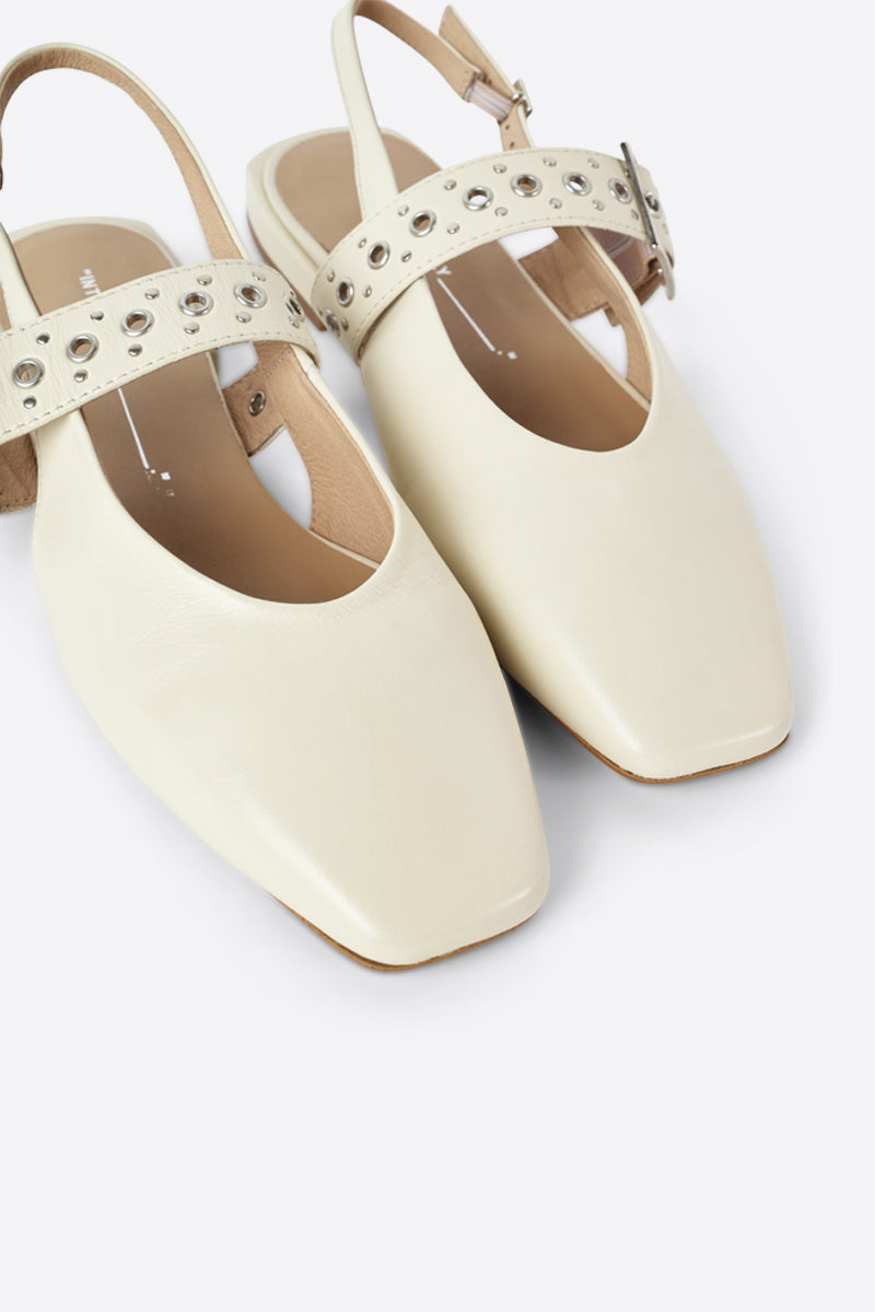"INTENTIONALLY __________." PEARL SLINGBACK NATURAL SOLE BALLET FLAT - Red/Cream