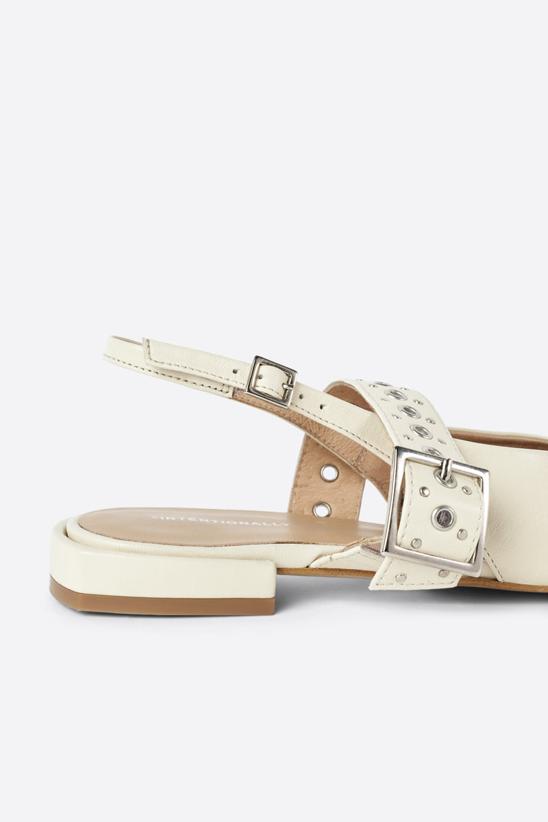 "INTENTIONALLY __________." PEARL SLINGBACK NATURAL SOLE BALLET FLAT - Red/Cream