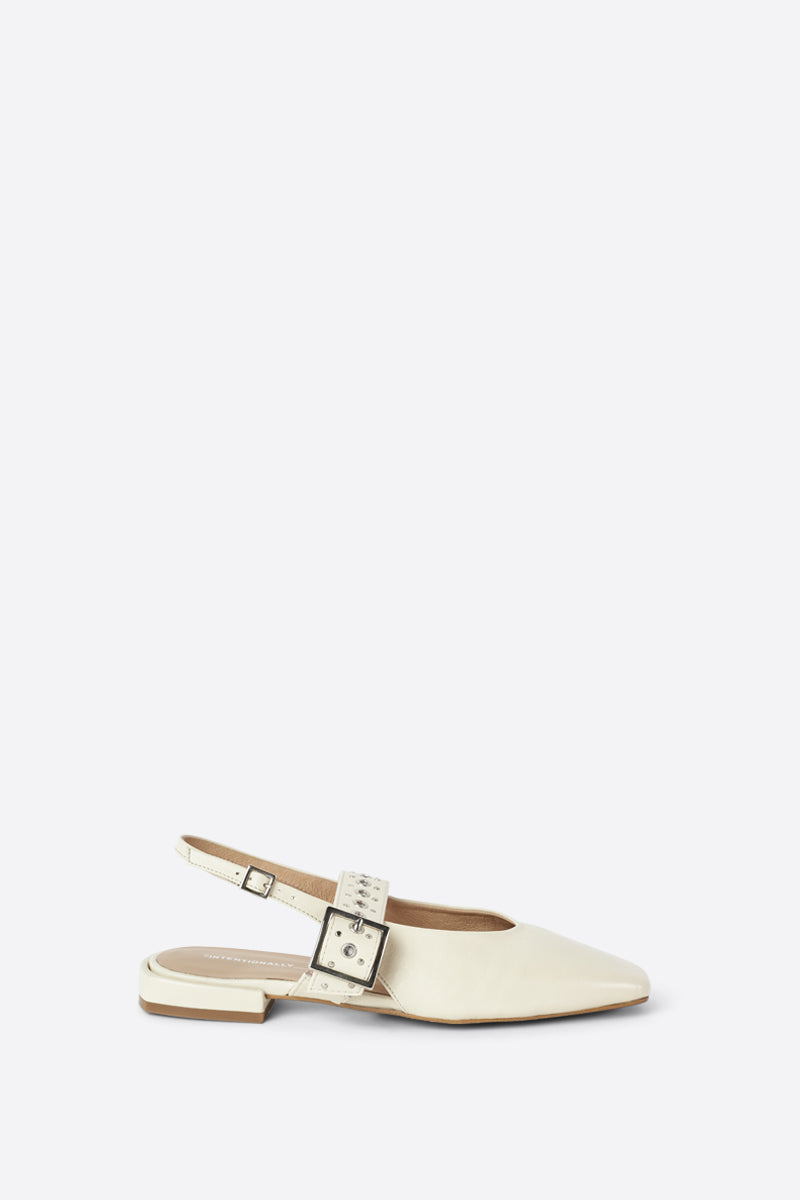 "INTENTIONALLY __________." PEARL SLINGBACK NATURAL SOLE BALLET FLAT - Red/Cream