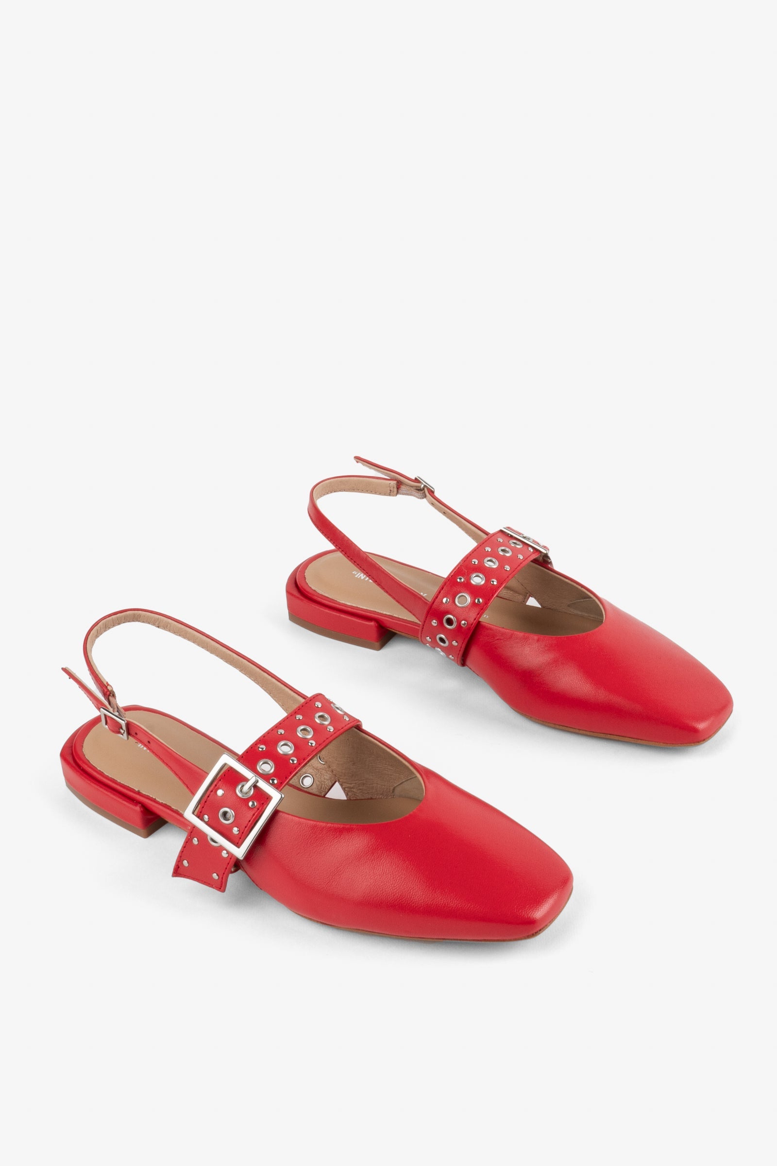 "INTENTIONALLY __________." PEARL SLINGBACK NATURAL SOLE BALLET FLAT - Red/Cream
