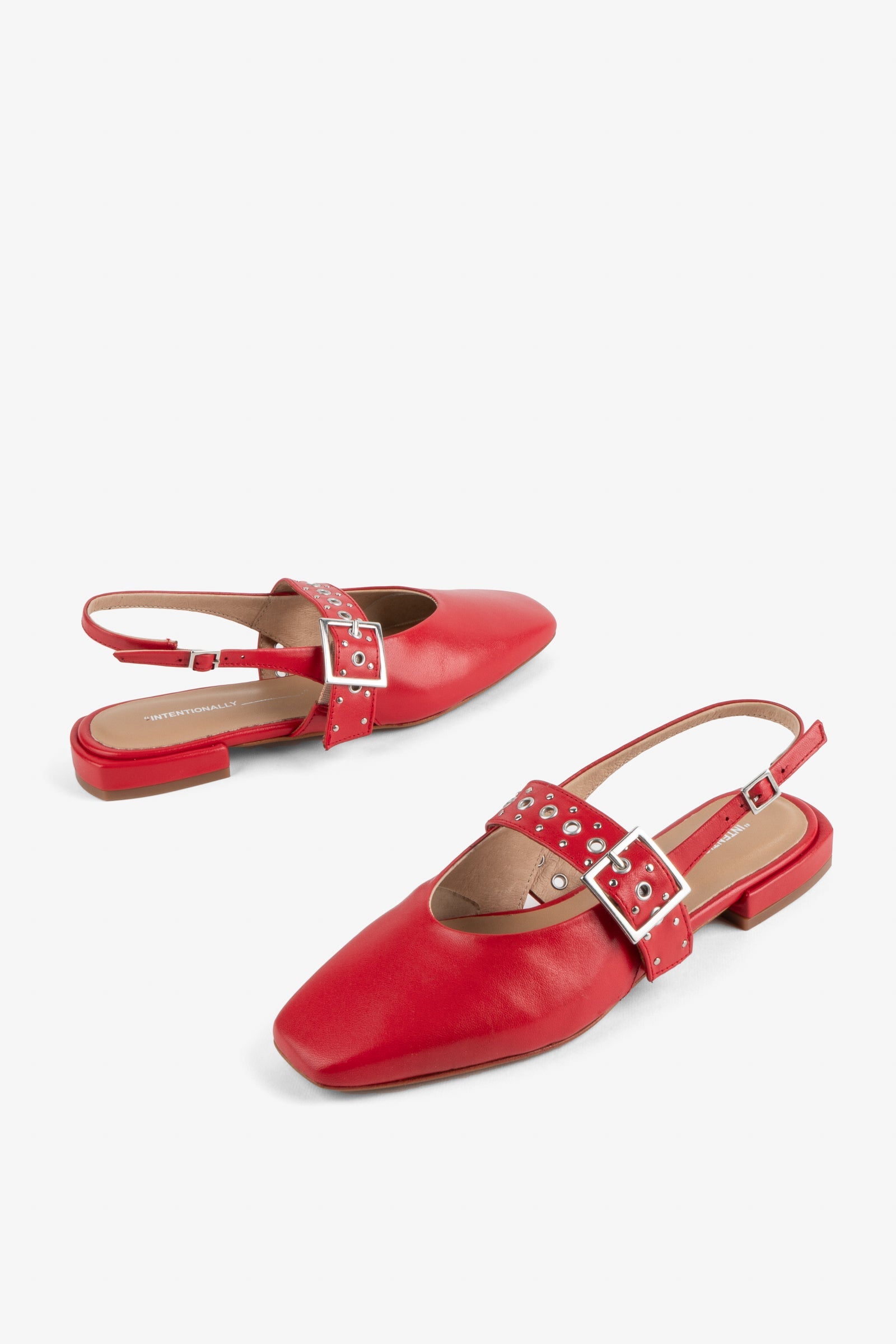 "INTENTIONALLY __________." PEARL SLINGBACK NATURAL SOLE BALLET FLAT - Red/Cream