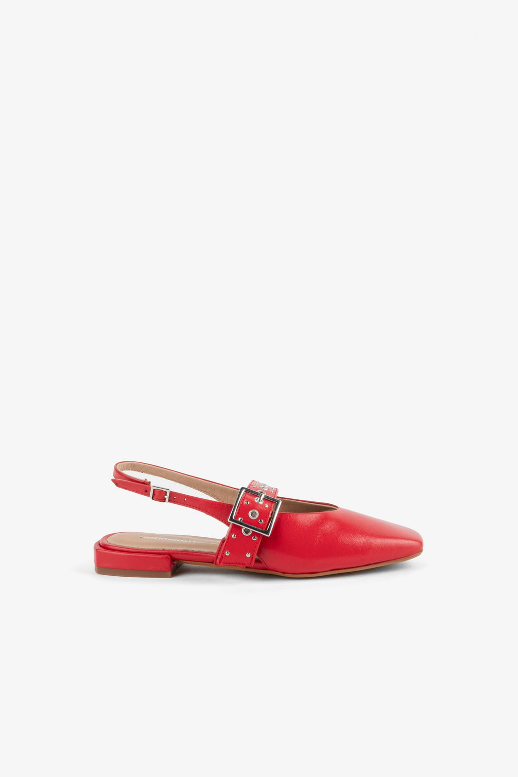 "INTENTIONALLY __________." PEARL SLINGBACK NATURAL SOLE BALLET FLAT - Red/Cream