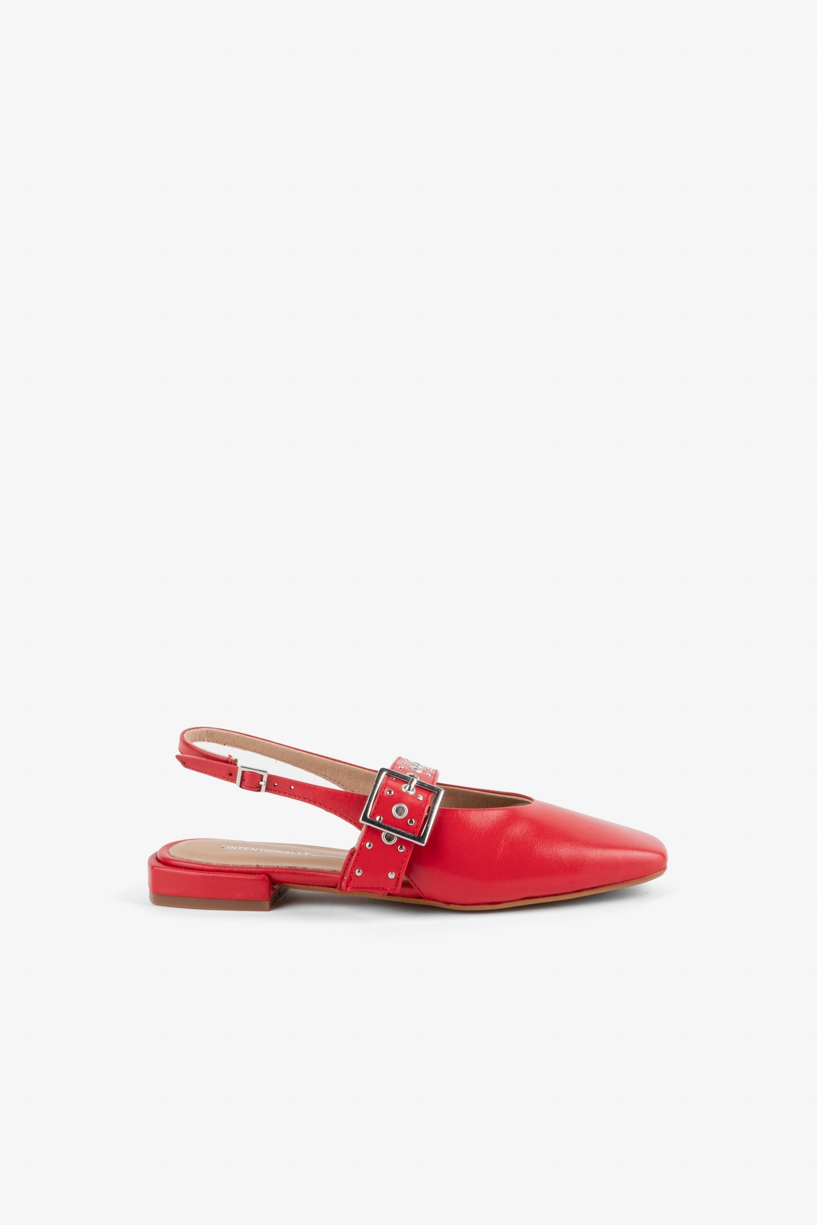 "INTENTIONALLY __________." PEARL SLINGBACK NATURAL SOLE BALLET FLAT - Red/Cream
