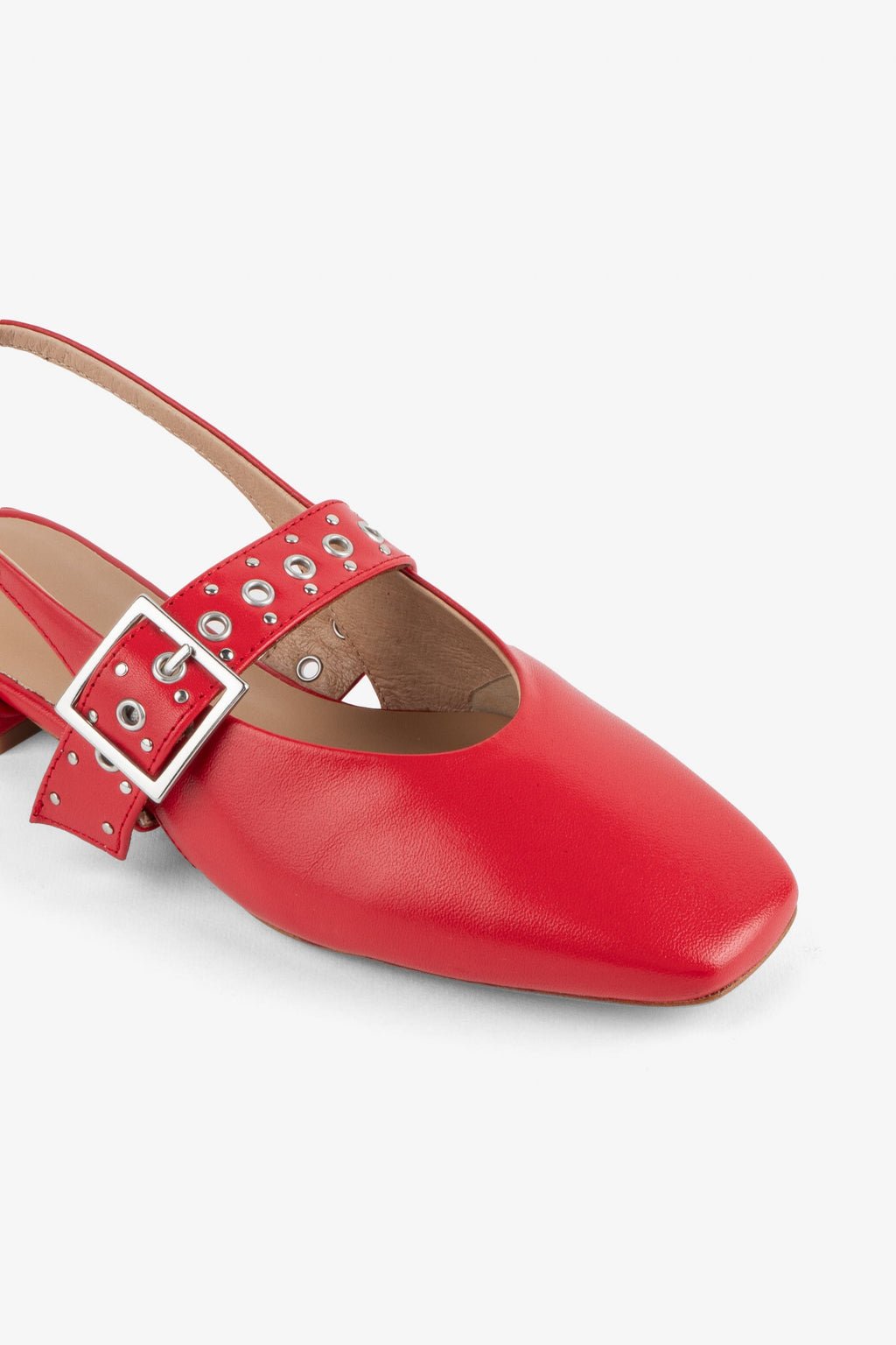 "INTENTIONALLY __________." PEARL SLINGBACK NATURAL SOLE BALLET FLAT - Red/Cream