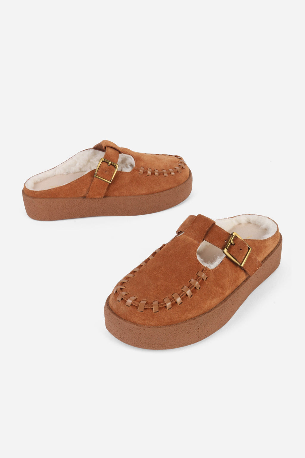 "INTENTIONALLY __________." Textmsg Faux-Fur Lined Suede Mule