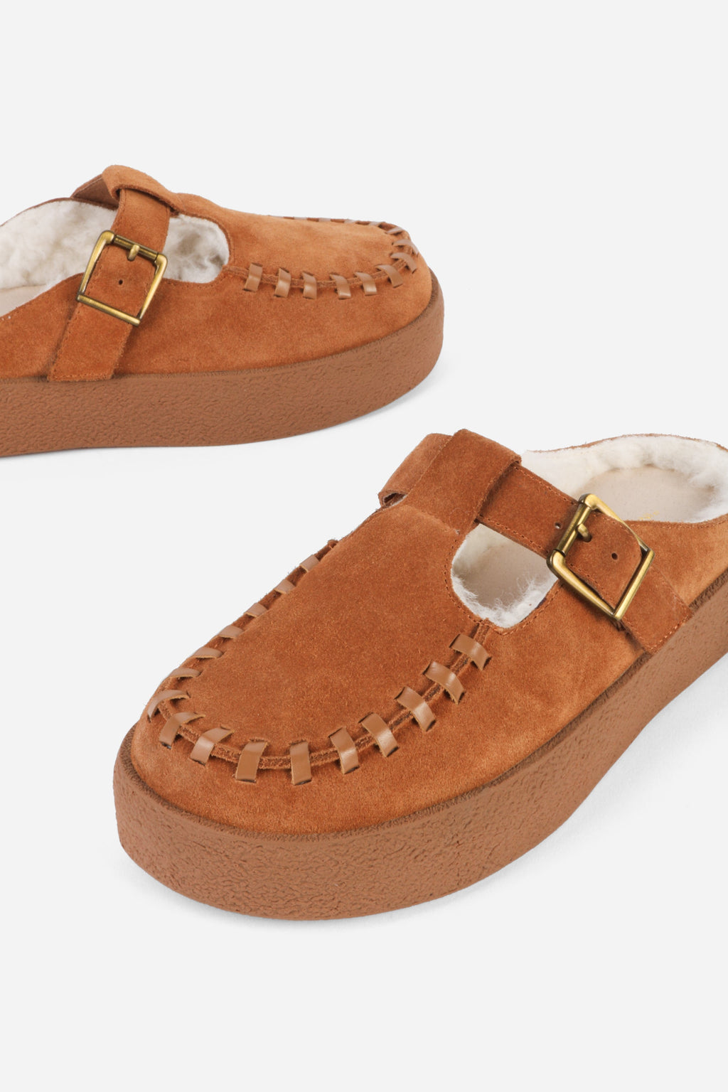 "INTENTIONALLY __________." Textmsg Faux-Fur Lined Suede Mule