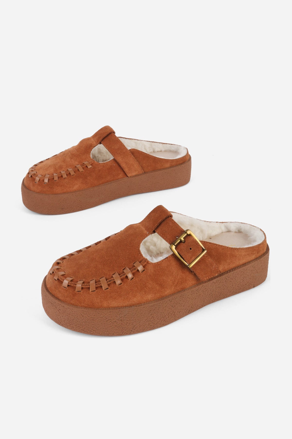 "INTENTIONALLY __________." Textmsg Faux-Fur Lined Suede Mule