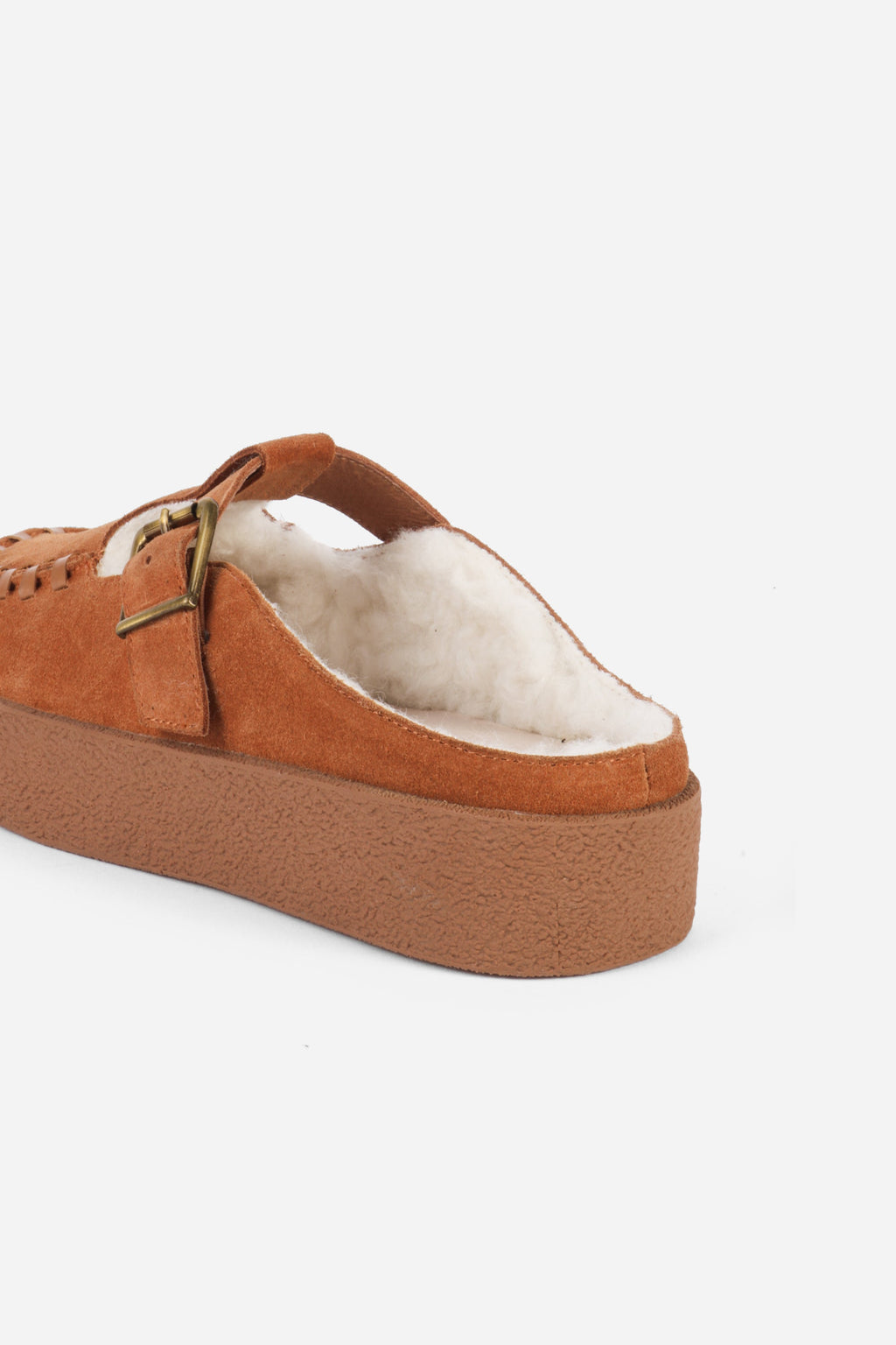 "INTENTIONALLY __________." Textmsg Faux-Fur Lined Suede Mule