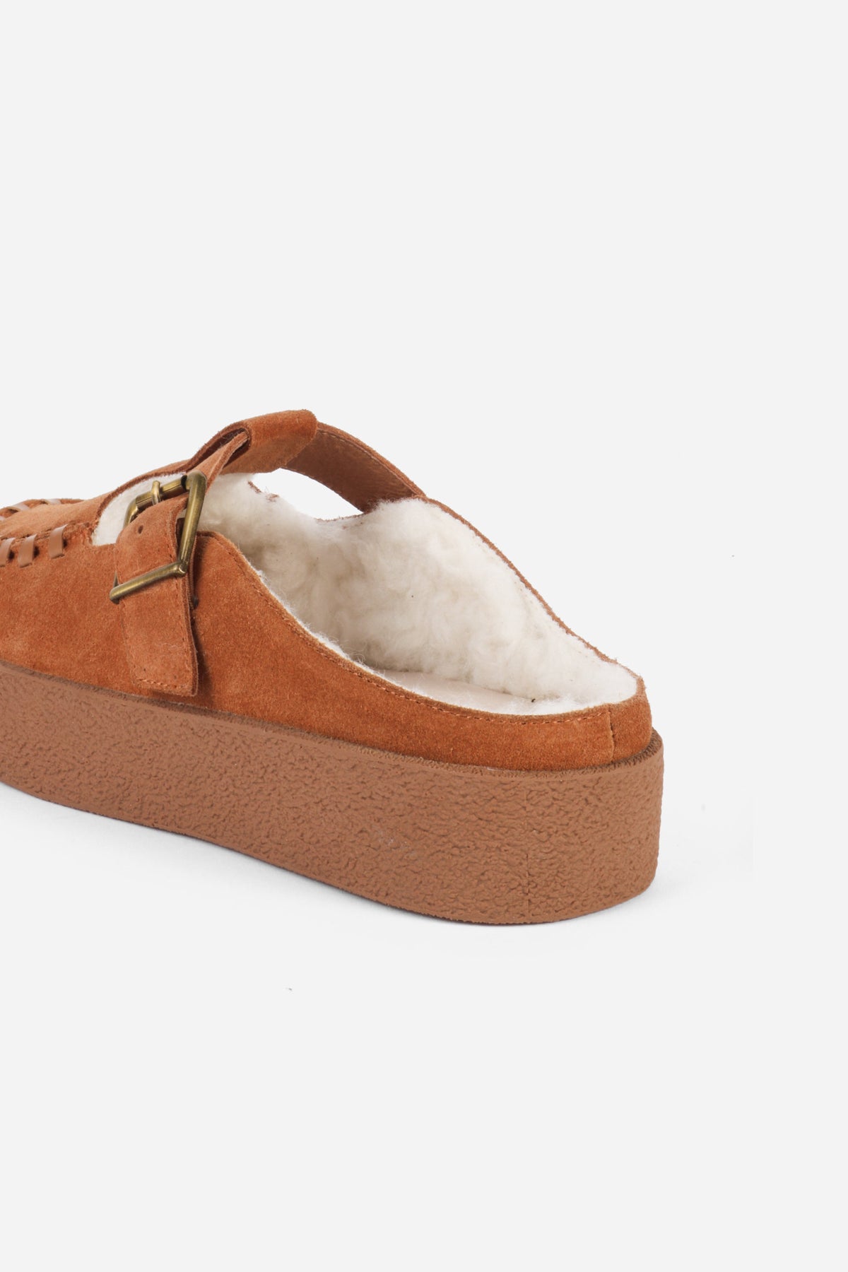 "INTENTIONALLY __________." Textmsg Faux-Fur Lined Suede Mule