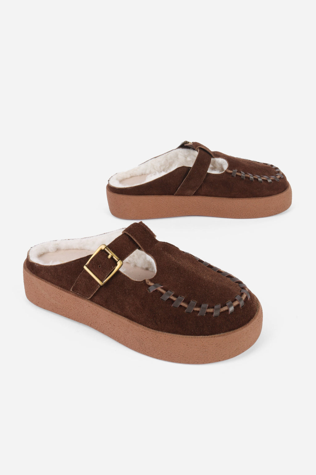 "INTENTIONALLY __________." Textmsg Faux-Fur Lined Suede Mule