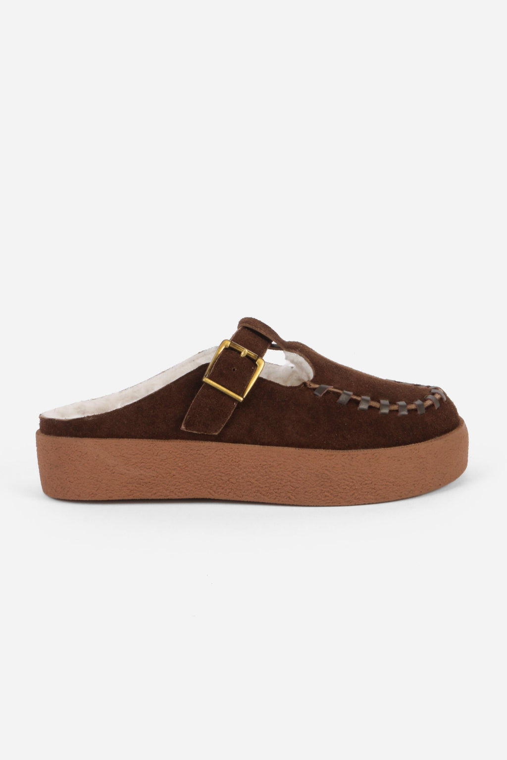 "INTENTIONALLY __________." Textmsg Faux-Fur Lined Suede Mule