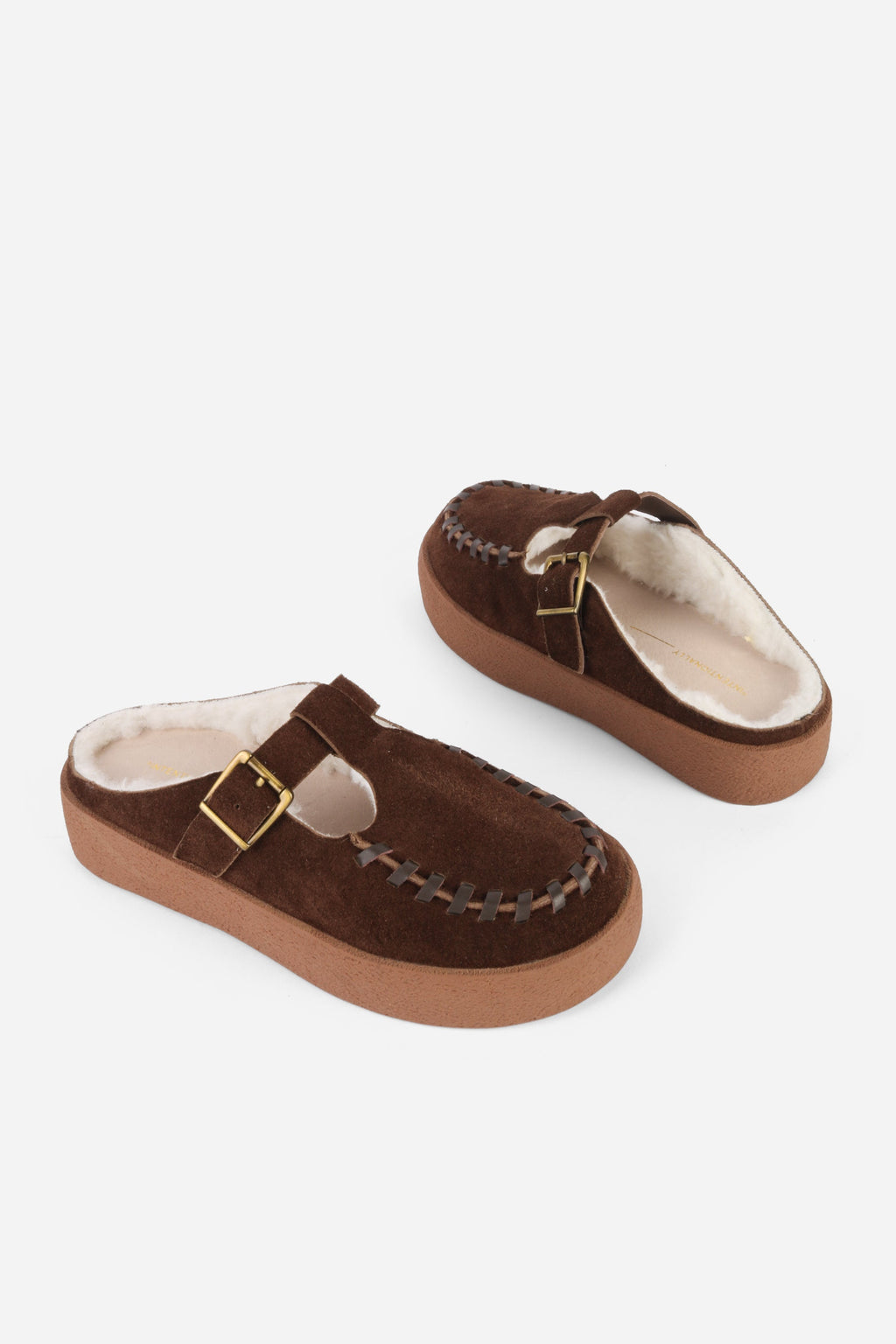 "INTENTIONALLY __________." Textmsg Faux-Fur Lined Suede Mule