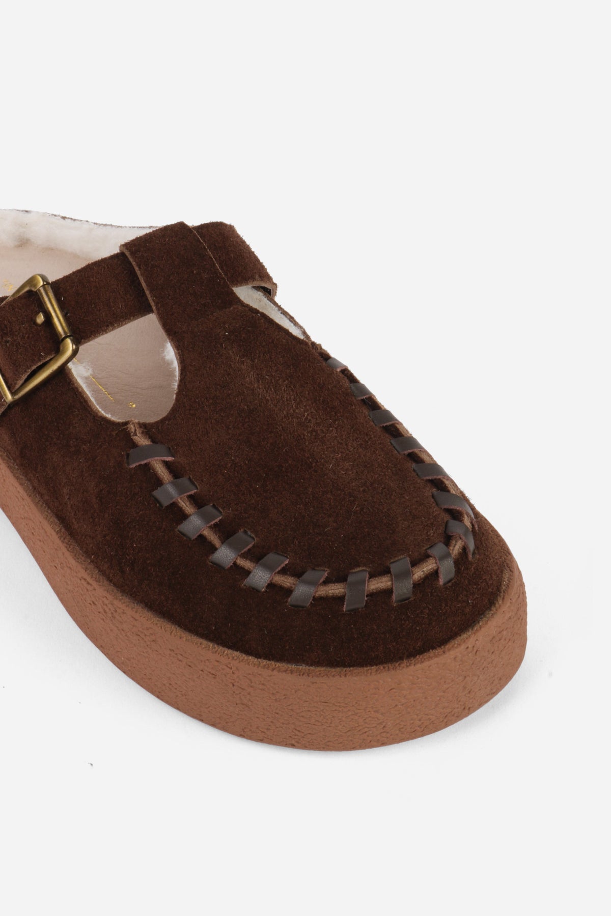 "INTENTIONALLY __________." Textmsg Faux-Fur Lined Suede Mule