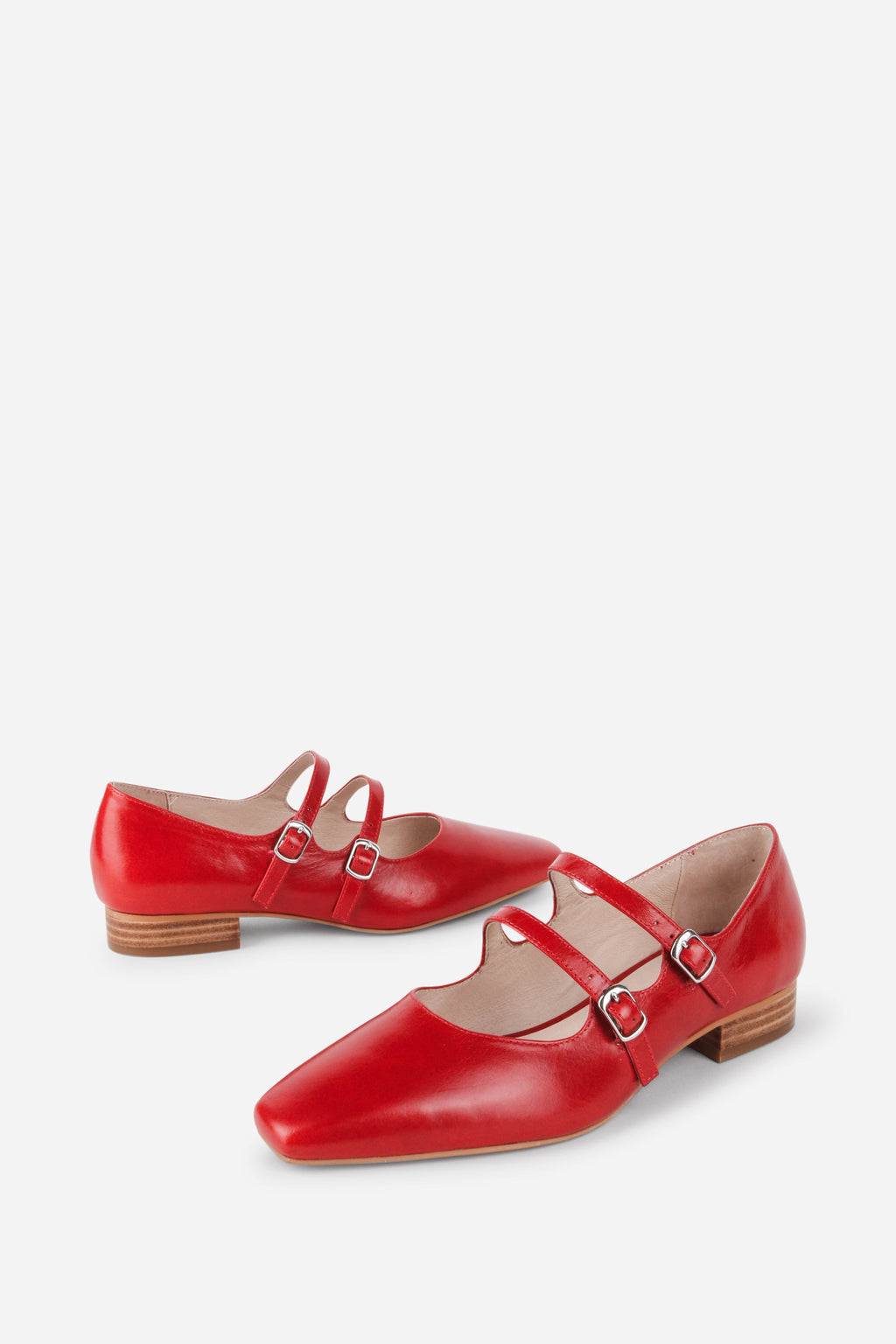 INTENTIONALLY __________. Calculated Leather Mary Jane Flat - Cherry