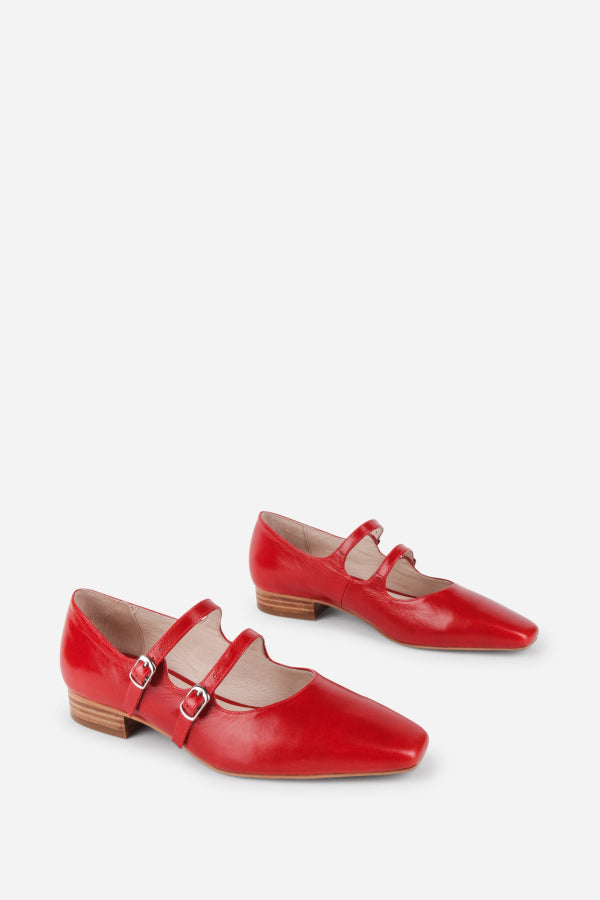 INTENTIONALLY __________. Calculated Leather Mary Jane Flat - Cherry