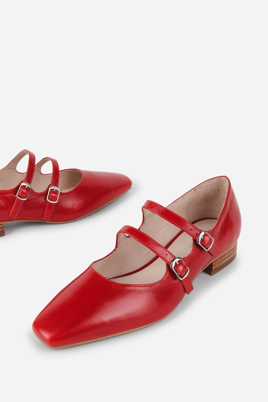 INTENTIONALLY __________. Calculated Leather Mary Jane Flat - Cherry
