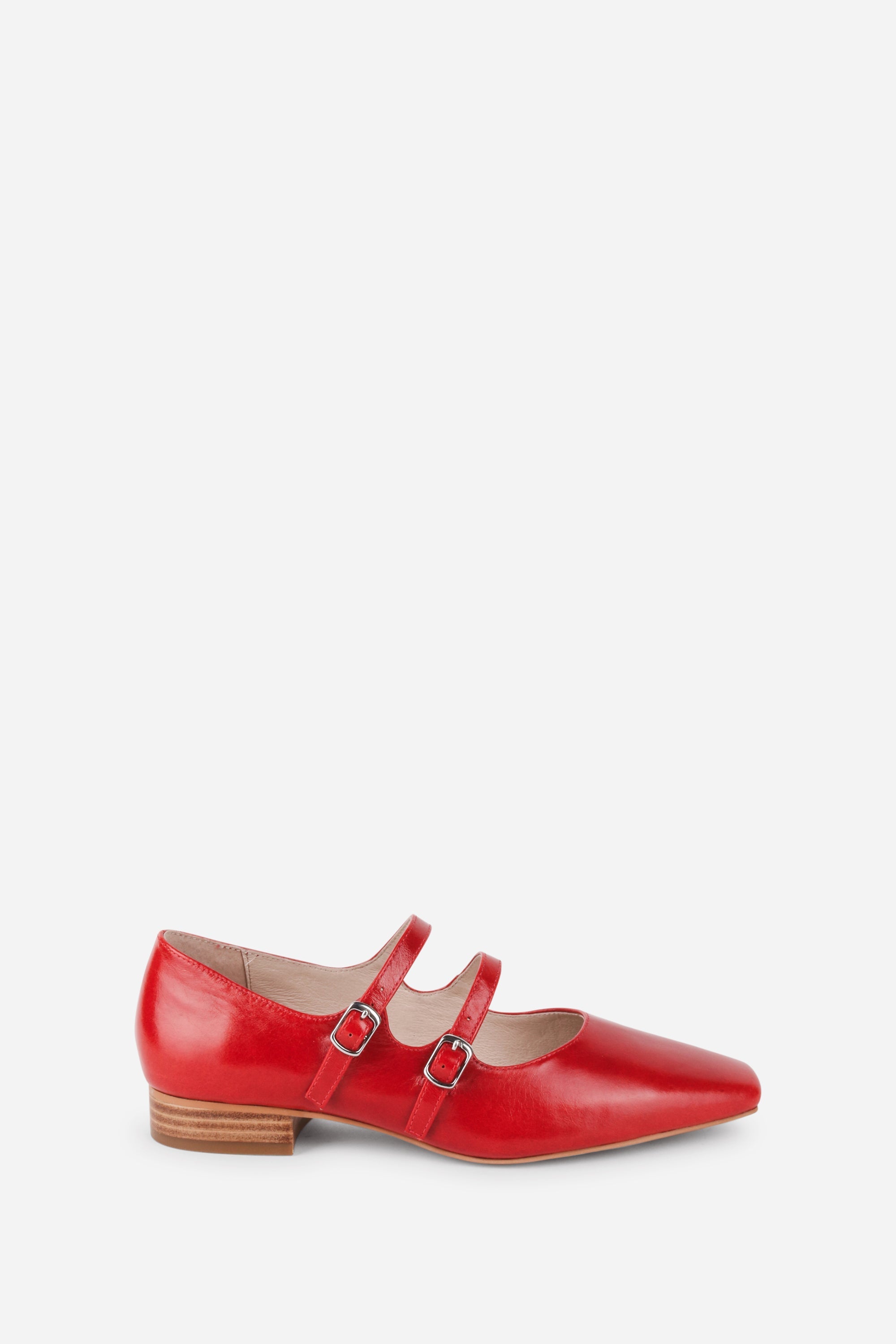 INTENTIONALLY __________. Calculated Leather Mary Jane Flat - Cherry