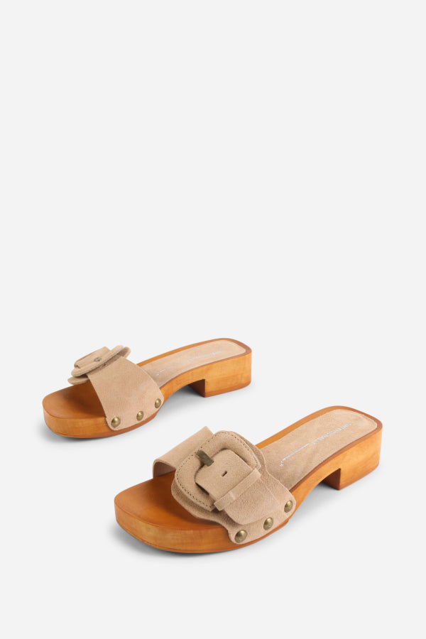 INTENTIONALLY __________. Mar Suede Clog