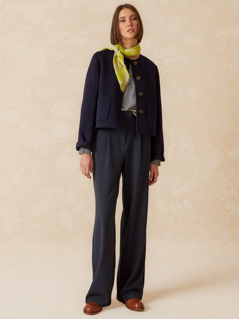 Indi & Cold Collarless Jacket - Marino