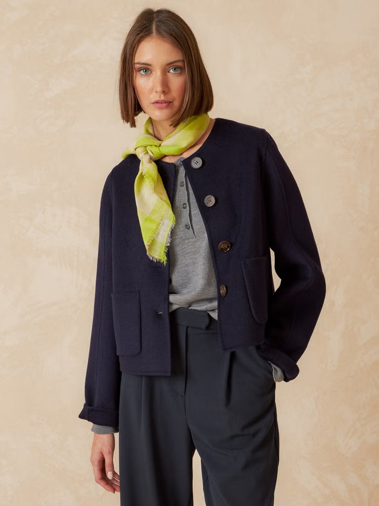 Indi & Cold Collarless Jacket - Marino