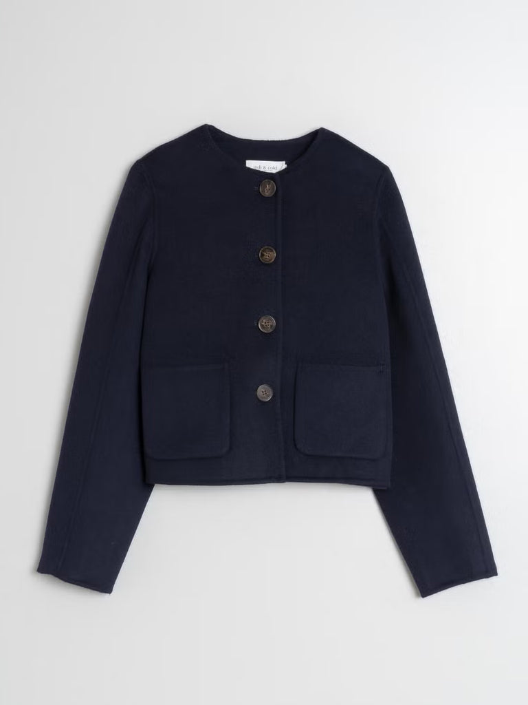 Indi & Cold Collarless Jacket - Marino