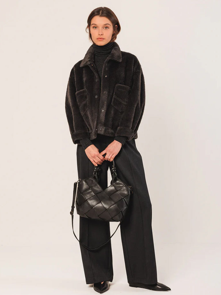 Indi & Cold Faux Fur Jacket - Anthracite