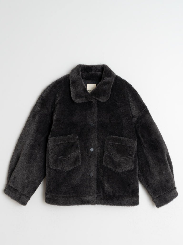 Indi & Cold Faux Fur Jacket - Anthracite