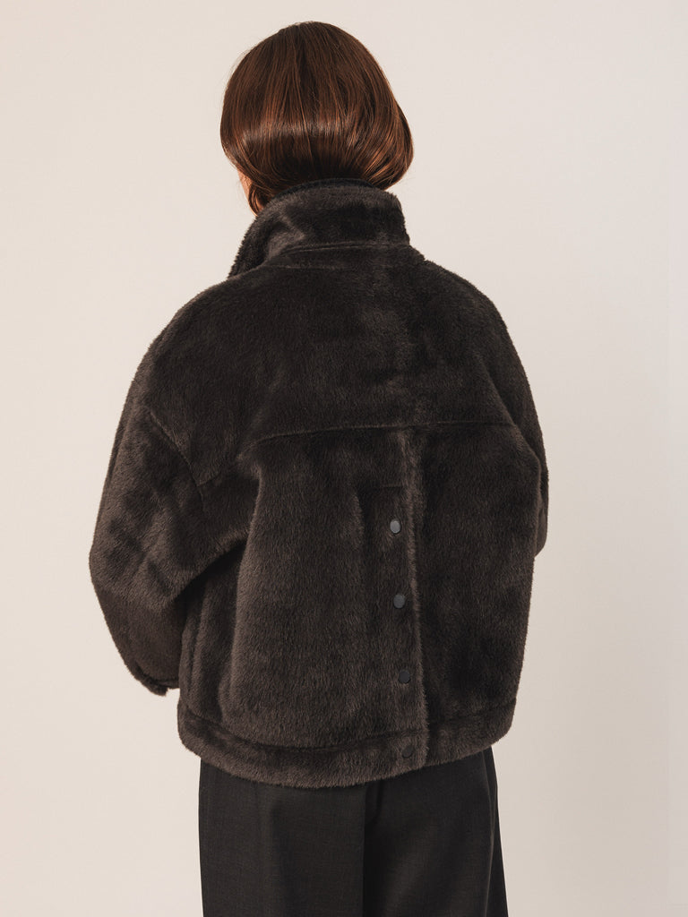 Indi & Cold Faux Fur Jacket - Anthracite