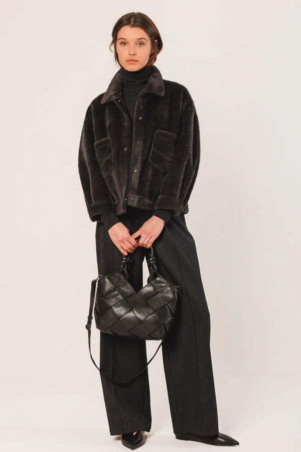 Indi & Cold Faux Fur Jacket - Anthracite