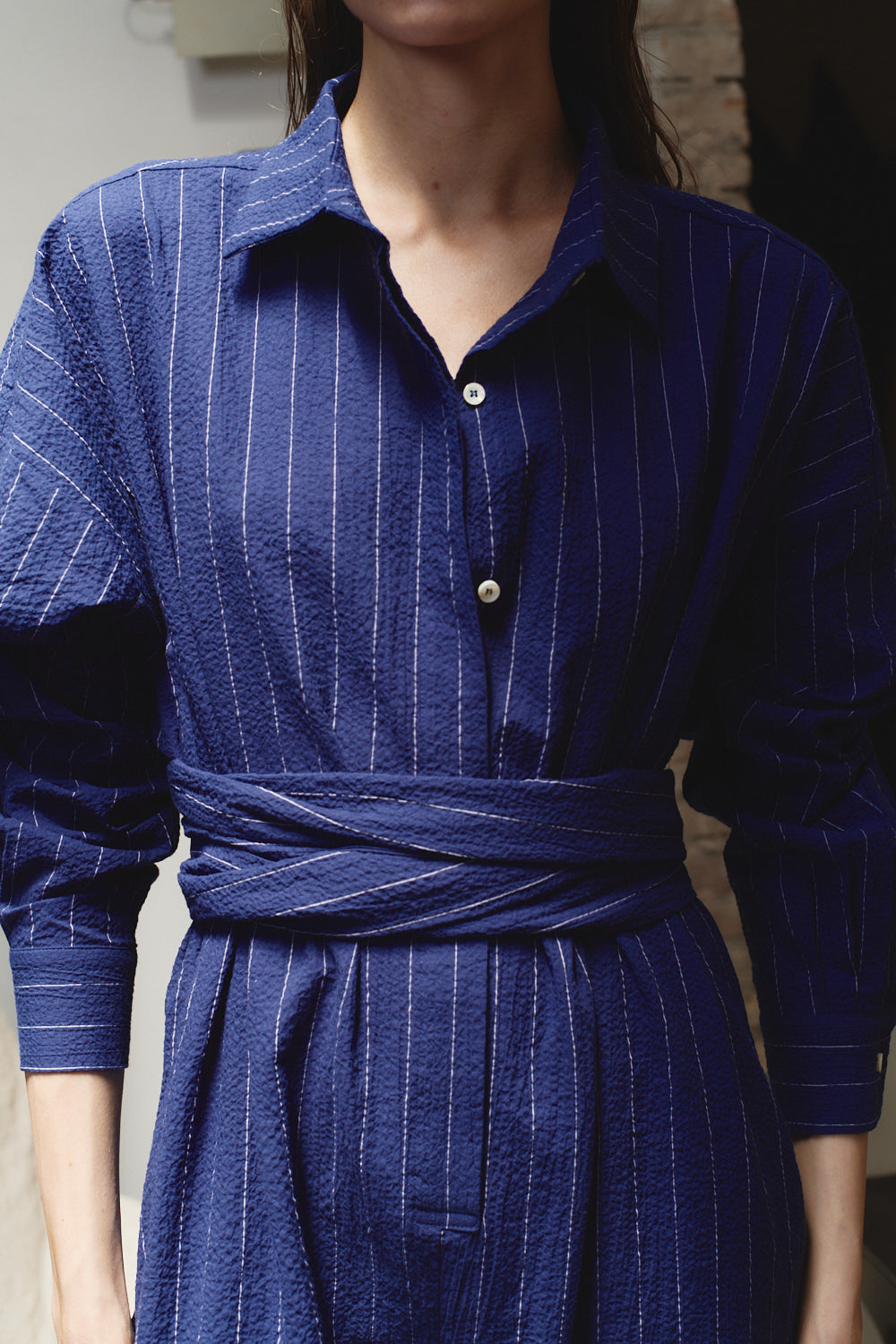 Datura Indigo Pinstripe Ren Jumpsuit