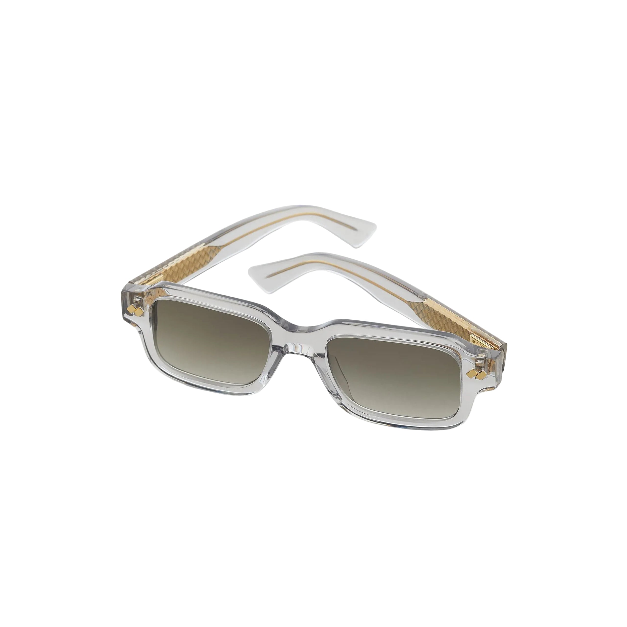 BOTTEGA VENETA Intrecciato Rectangular Sunglasses - Grey/Green