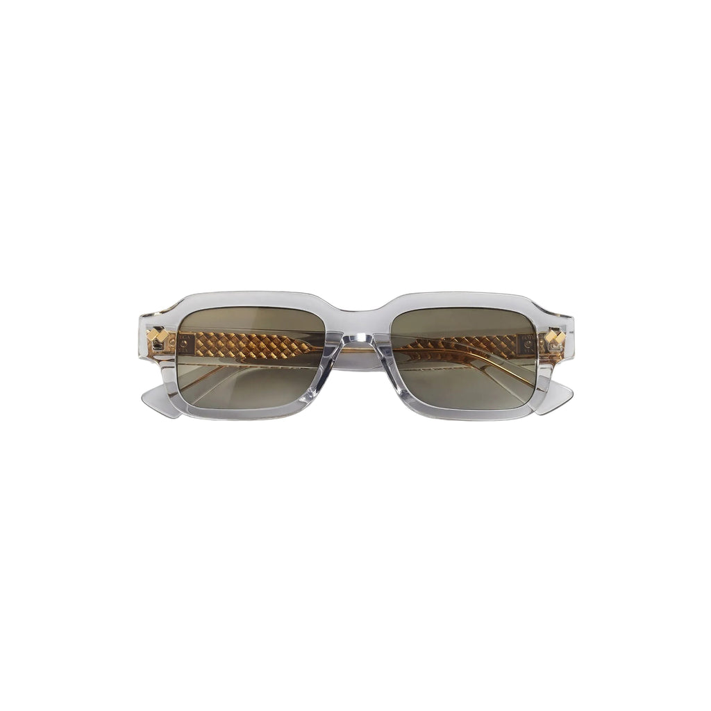 BOTTEGA VENETA Intrecciato Rectangular Sunglasses - Grey/Green