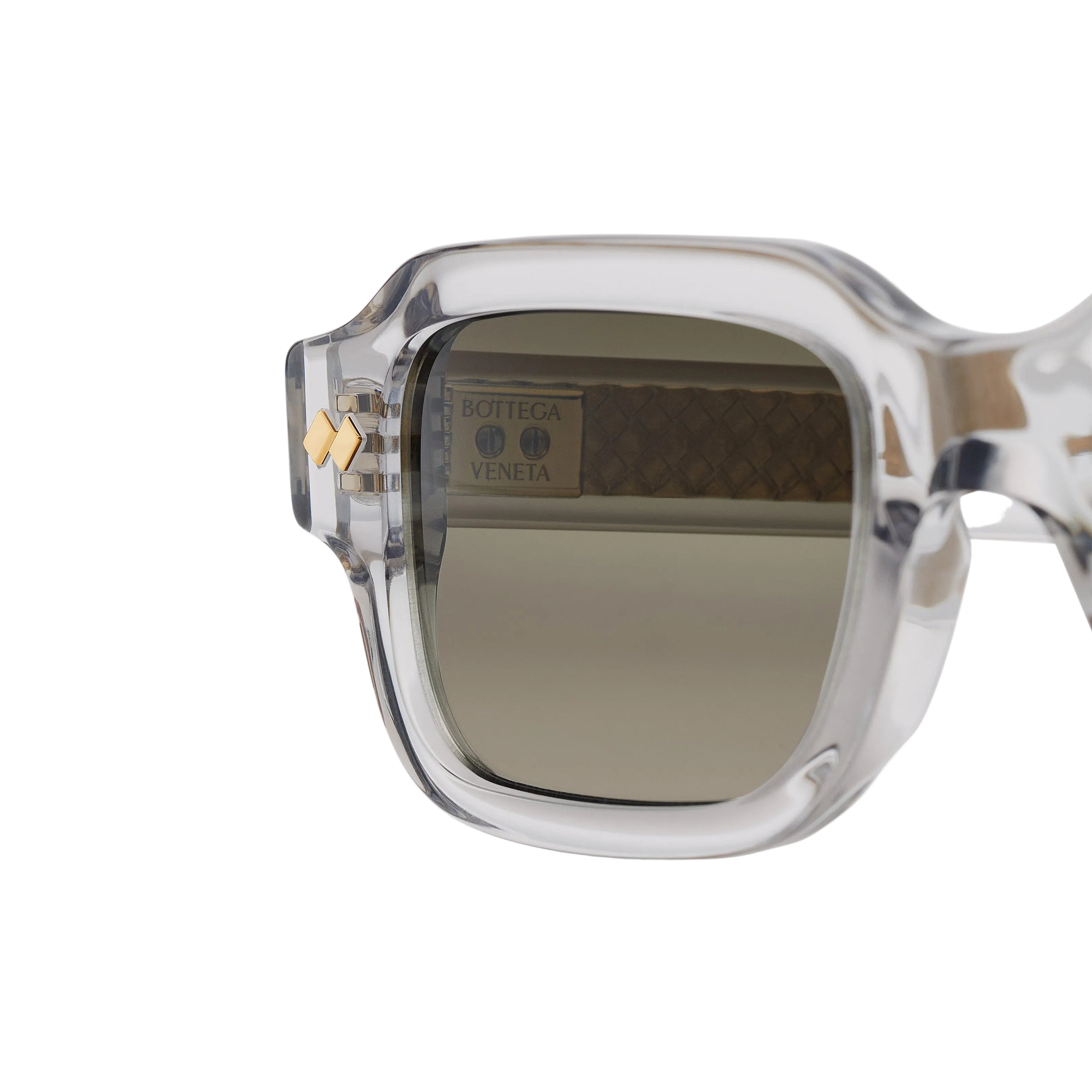 BOTTEGA VENETA Intrecciato Rectangular Sunglasses - Grey/Green