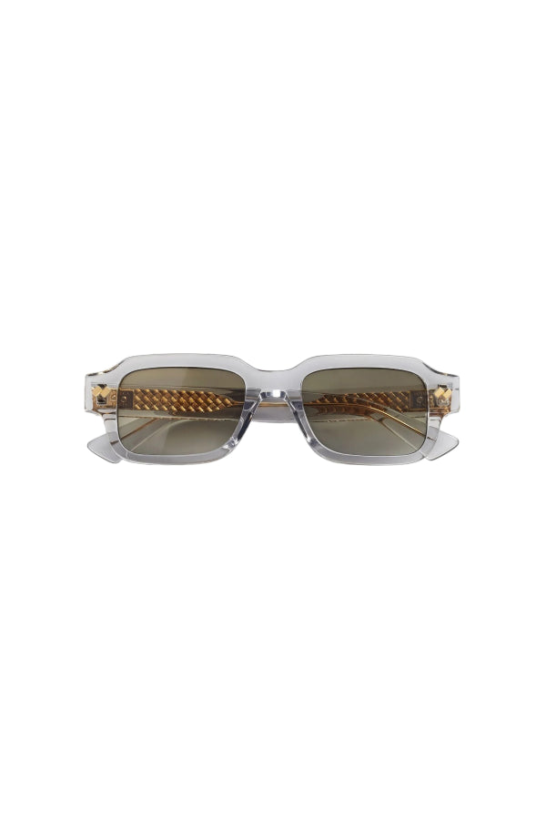 BOTTEGA VENETA Intrecciato Rectangular Sunglasses - Grey/Green