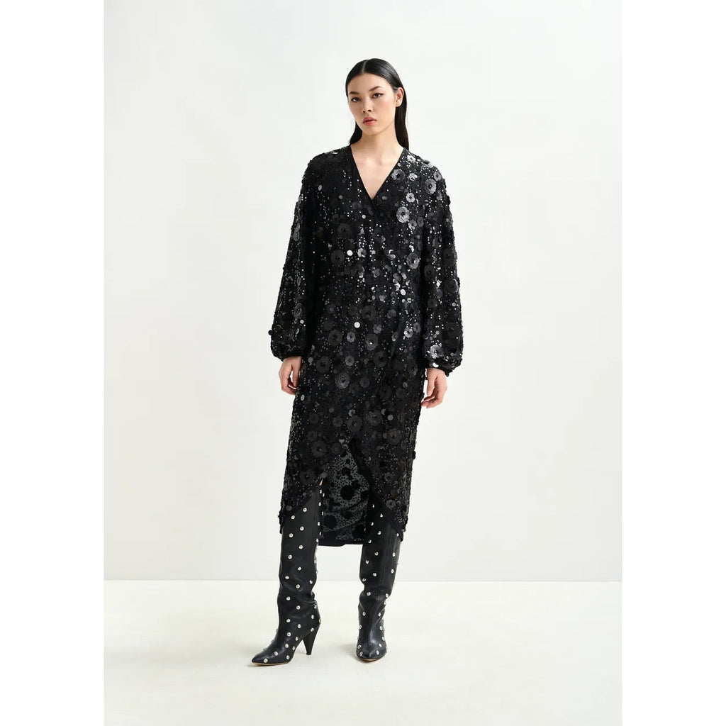 Essentiel Antwerp Ishine Dress - Black Blue Red Floral