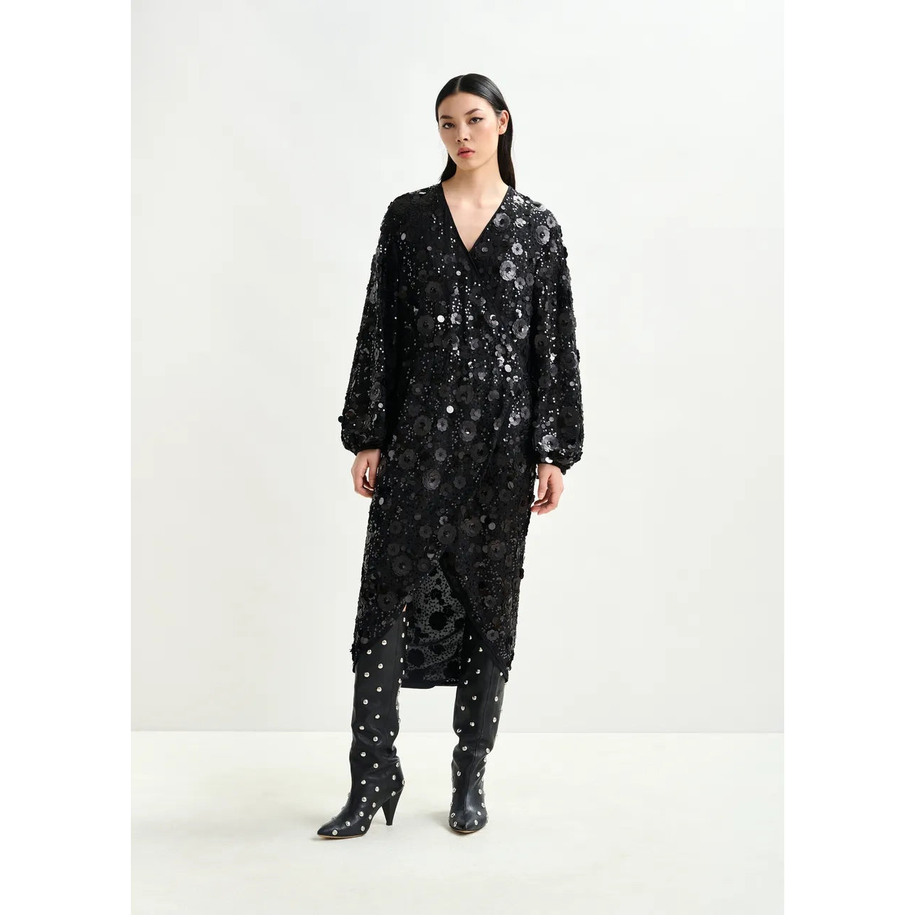 Essentiel Antwerp Ishine Dress - Black Blue Red Floral