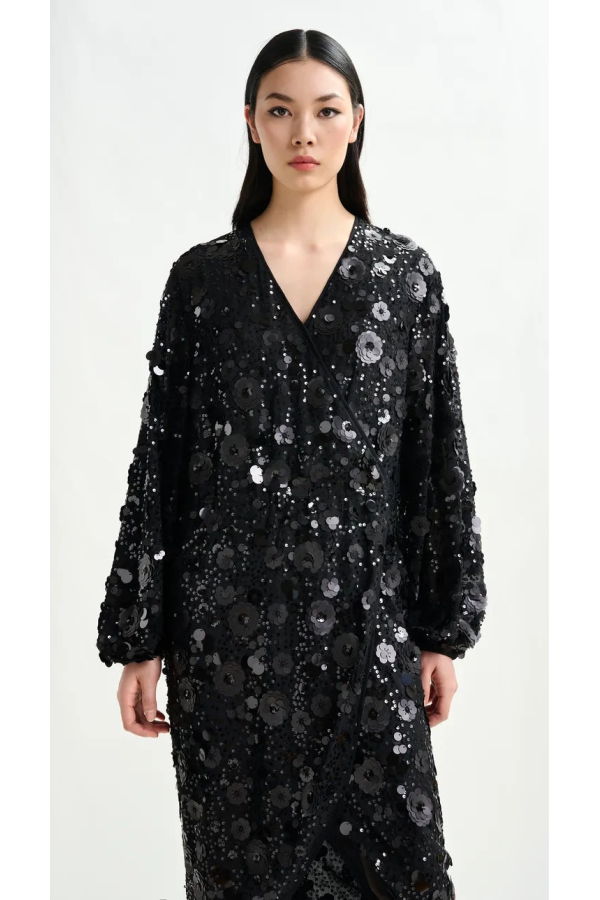 Essentiel Antwerp Ishine Dress - Black Blue Red Floral
