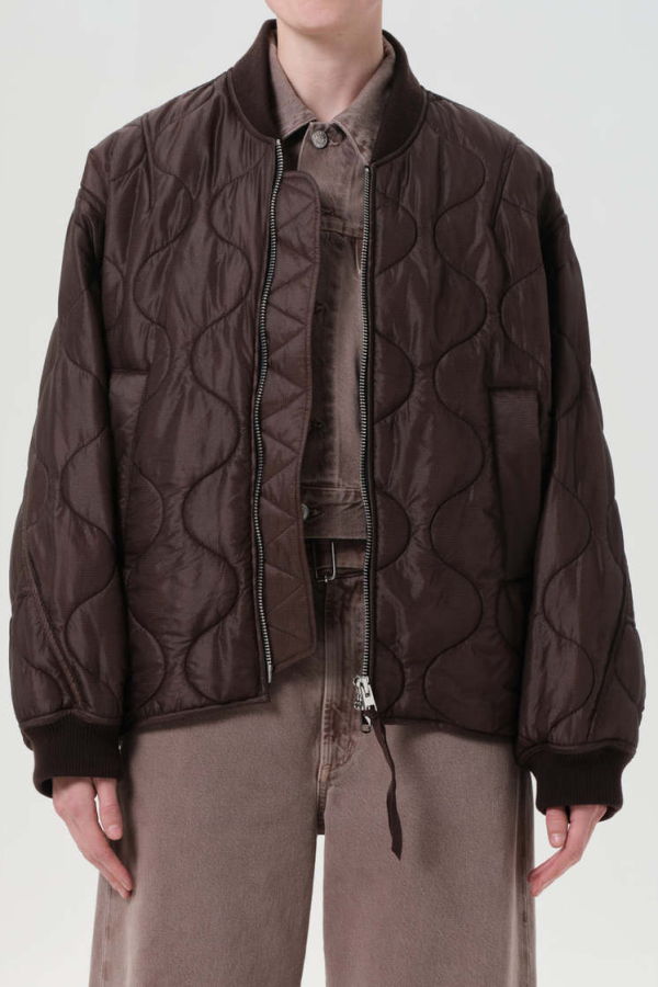AGOLDE Isla Quilted Jacket - Bourbon