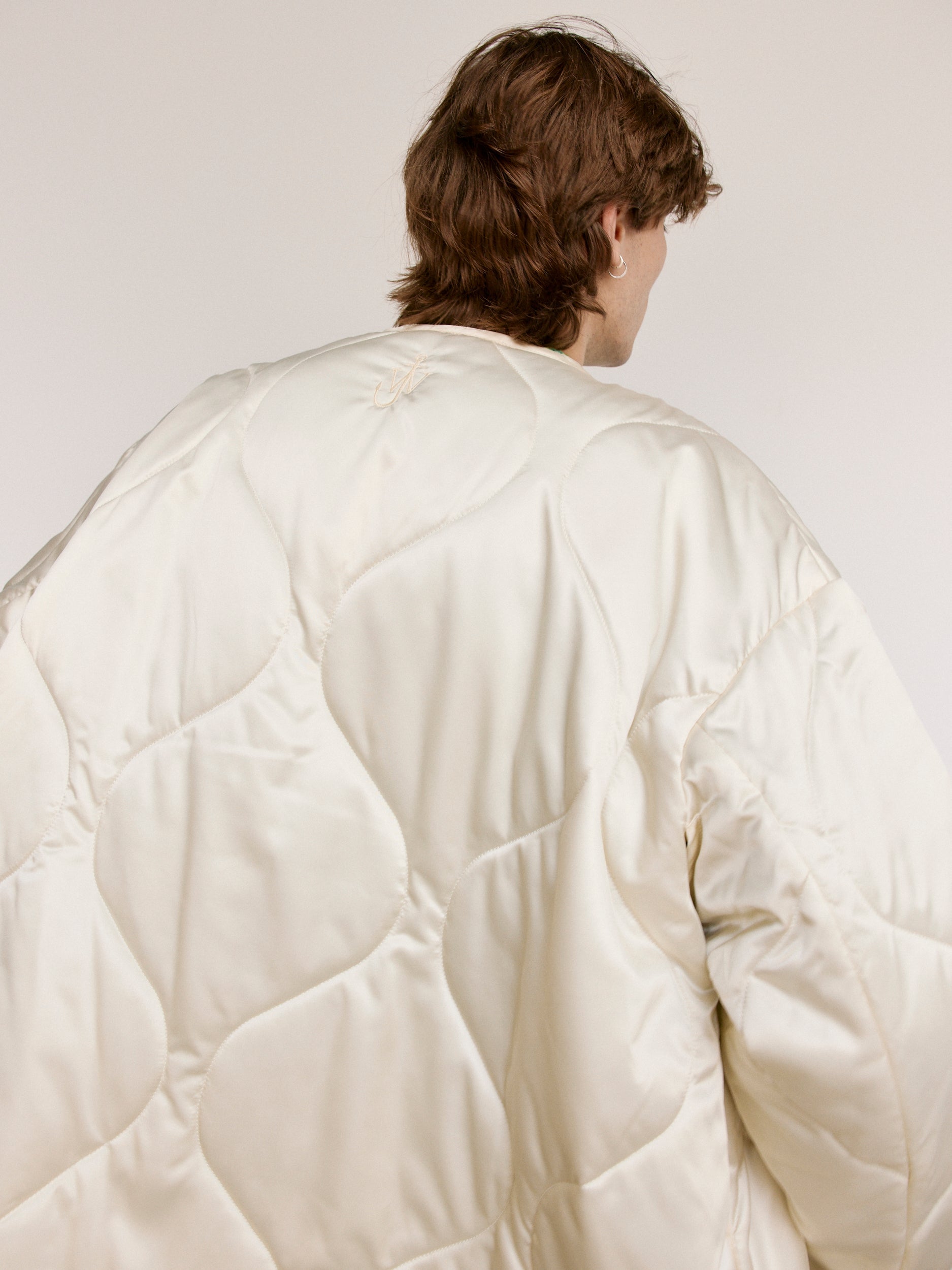 JW ANDERSON Ivory Nylon Oversized Quilted Jacket
