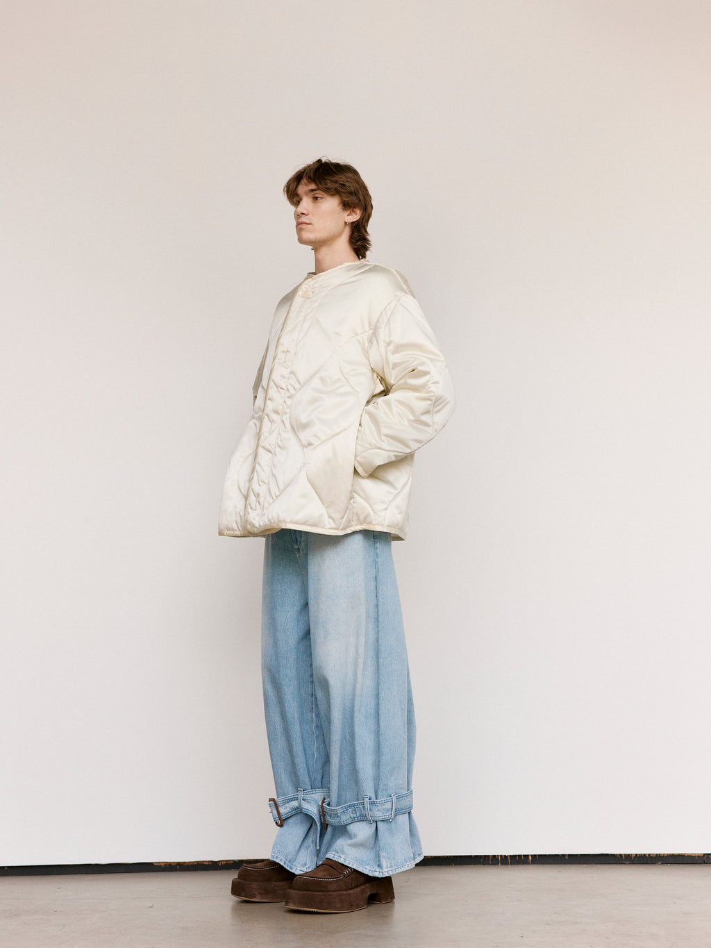 JW ANDERSON Ivory Nylon Oversized Quilted Jacket