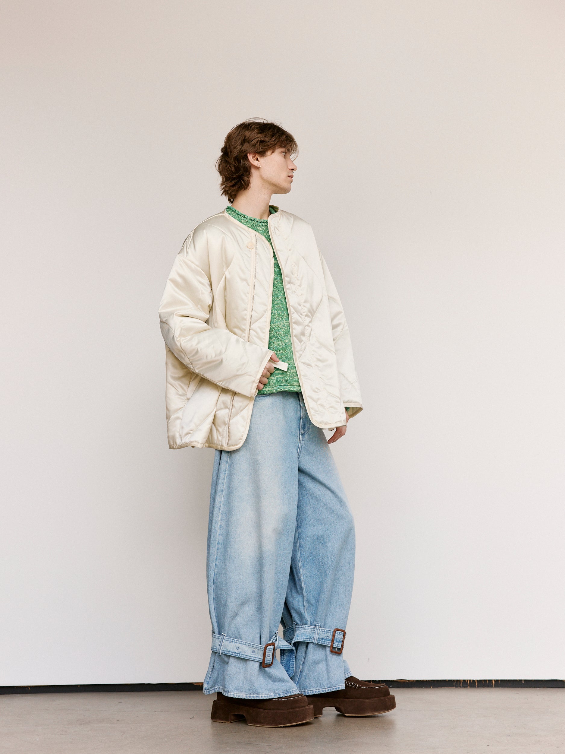 JW ANDERSON Ivory Nylon Oversized Quilted Jacket