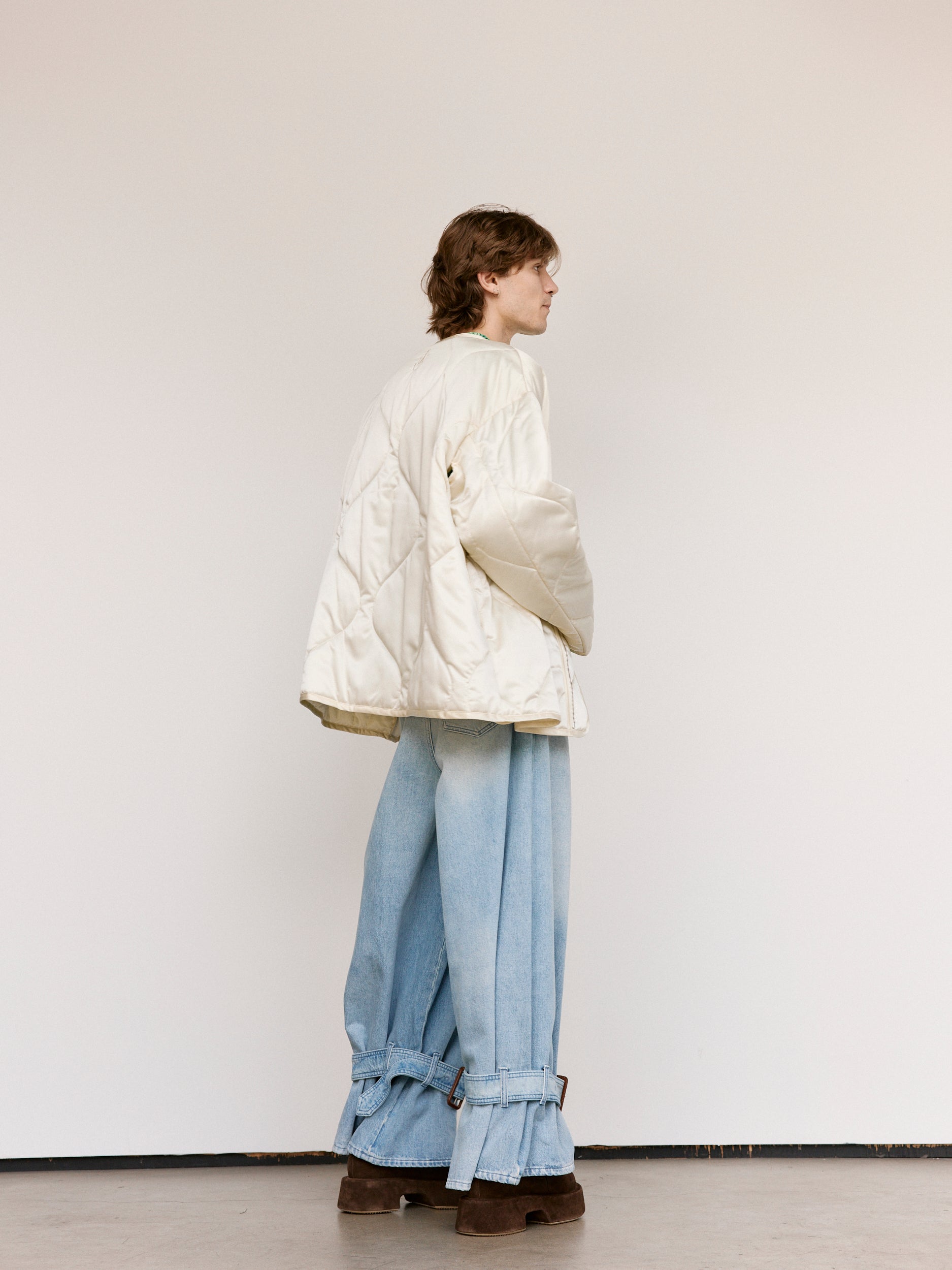 JW ANDERSON Ivory Nylon Oversized Quilted Jacket