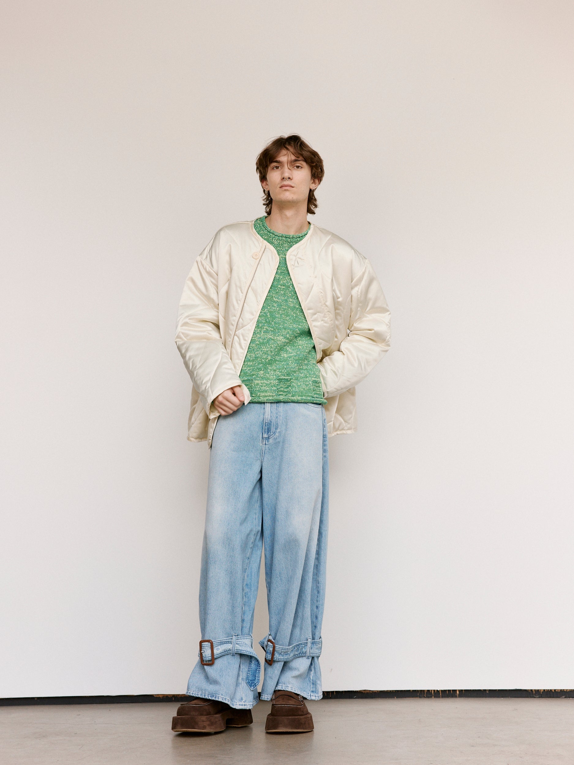 JW ANDERSON Ivory Nylon Oversized Quilted Jacket